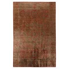 Seidenteppich im Agra-Stil des späten 19. Jahrhunderts, rot, grünes Medaillon-Muster, Rug & Kilim