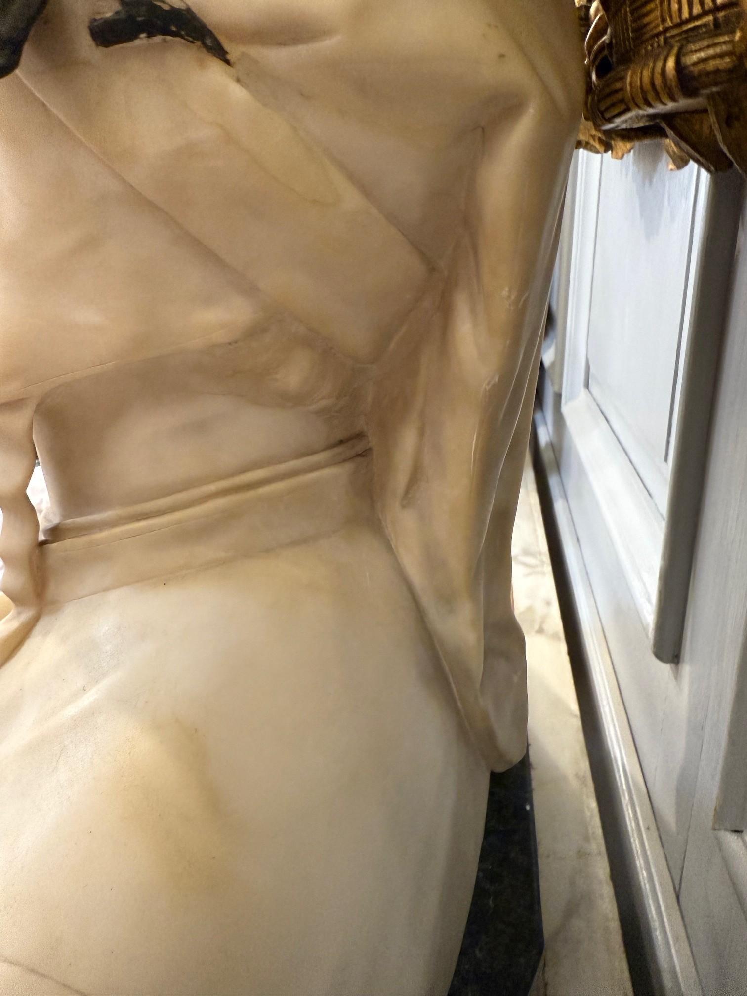 Late 19th Century Alabaster and Bronze Bust Dante Alighieri on a Marble Base For Sale 8