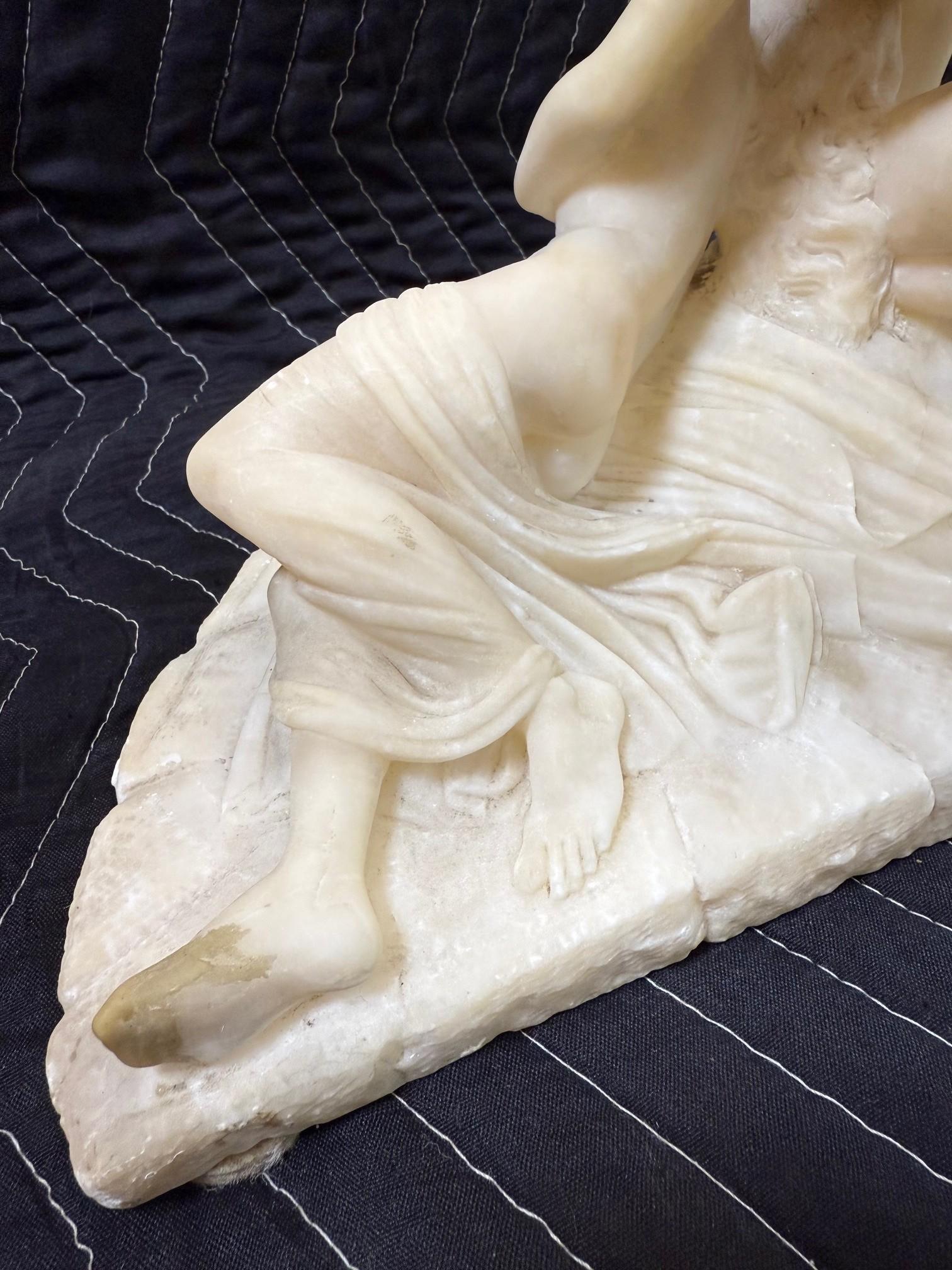 Late 19th Century Alabaster Sculpture Psyche Revived by Cupid's Kiss For Sale 6
