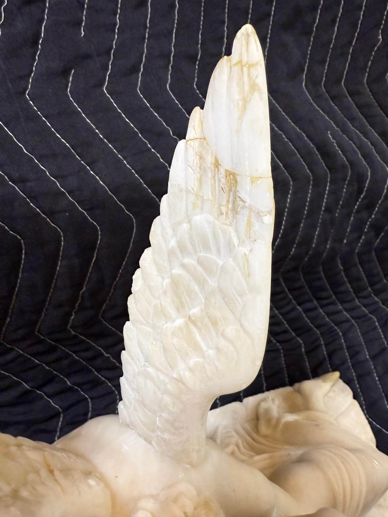 Late 19th Century Alabaster Sculpture Psyche Revived by Cupid's Kiss For Sale 8