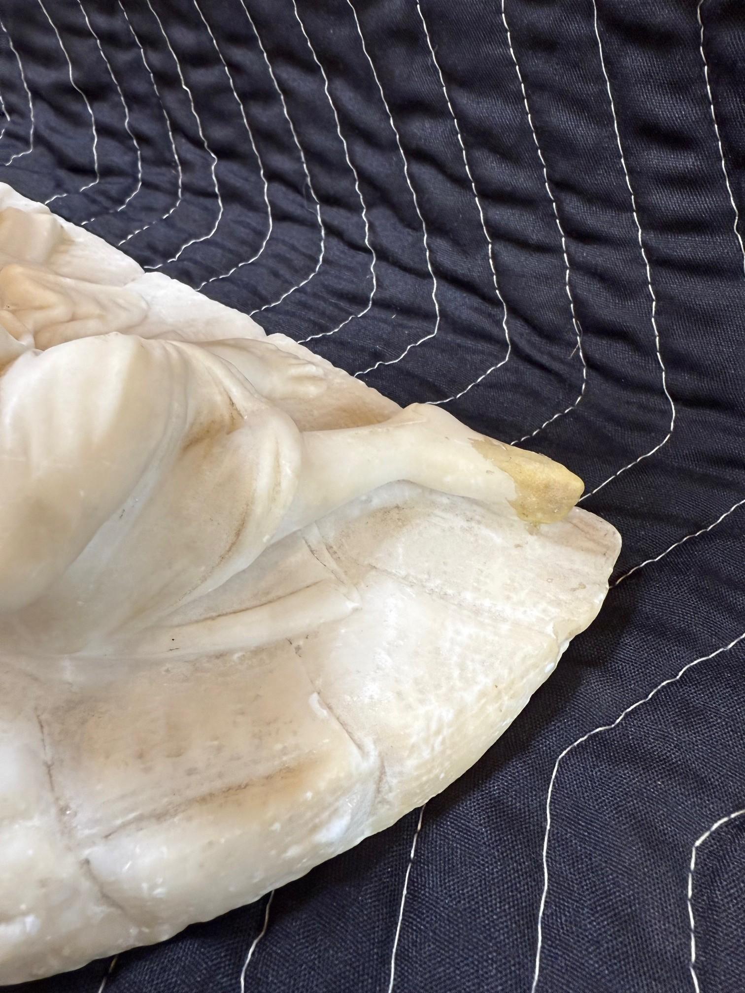 Late 19th Century Alabaster Sculpture Psyche Revived by Cupid's Kiss For Sale 10