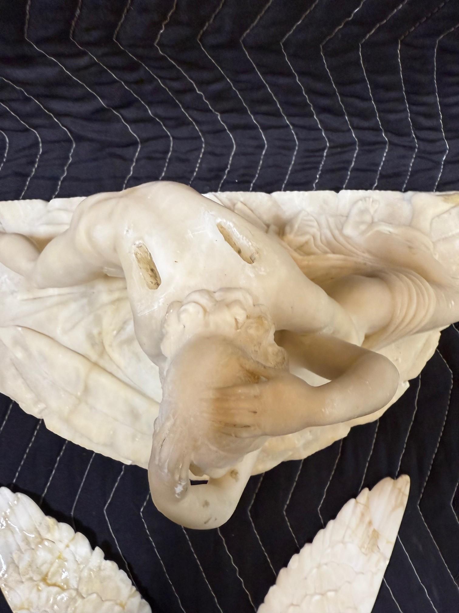 Late 19th Century Alabaster Sculpture Psyche Revived by Cupid's Kiss For Sale 11