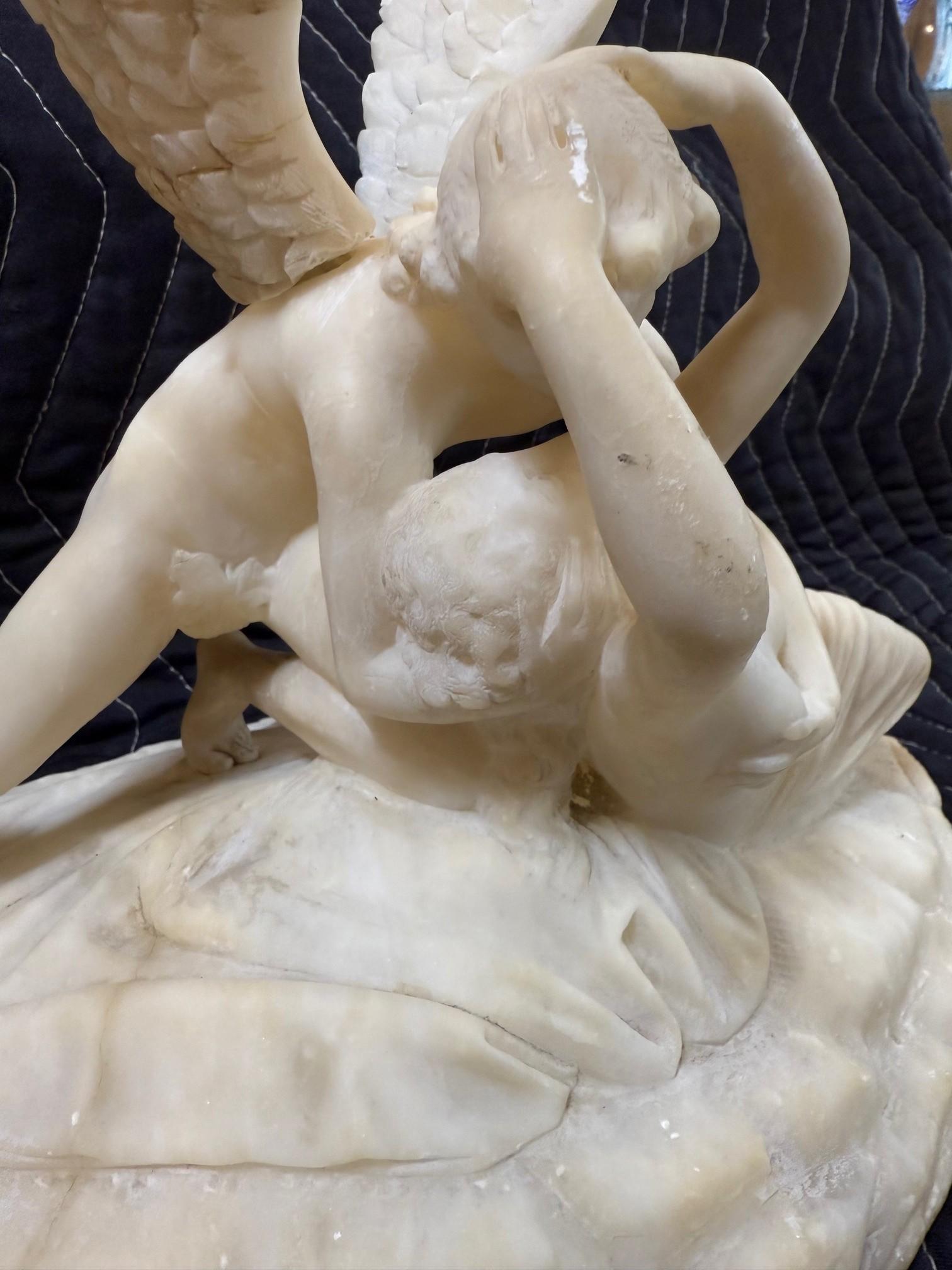 Late 19th Century Alabaster Sculpture Psyche Revived by Cupid's Kiss For Sale 2