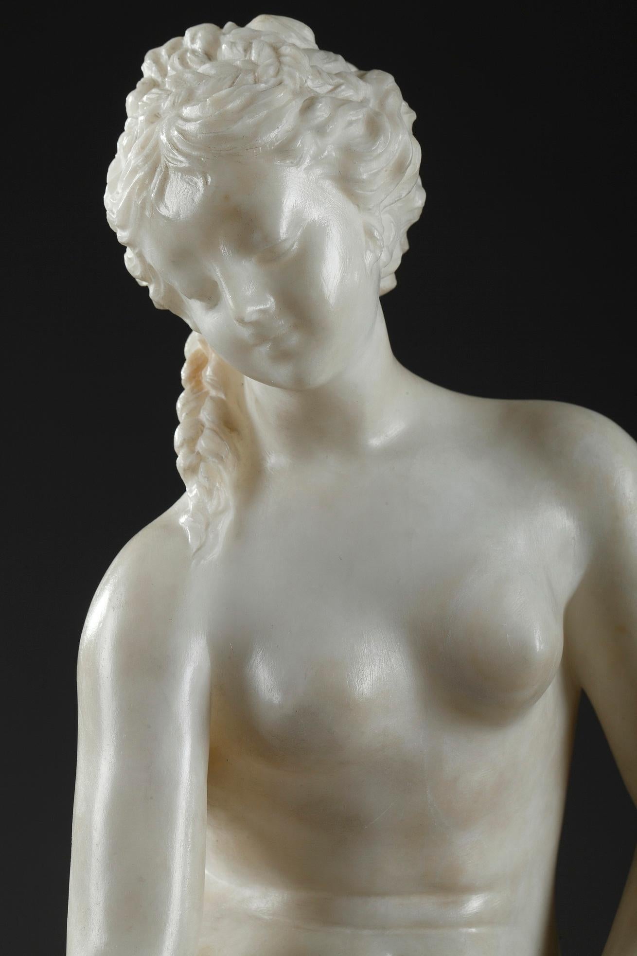 Italian Late 19th Century Alabaster Statue, Bather by Guglielmo Pugi