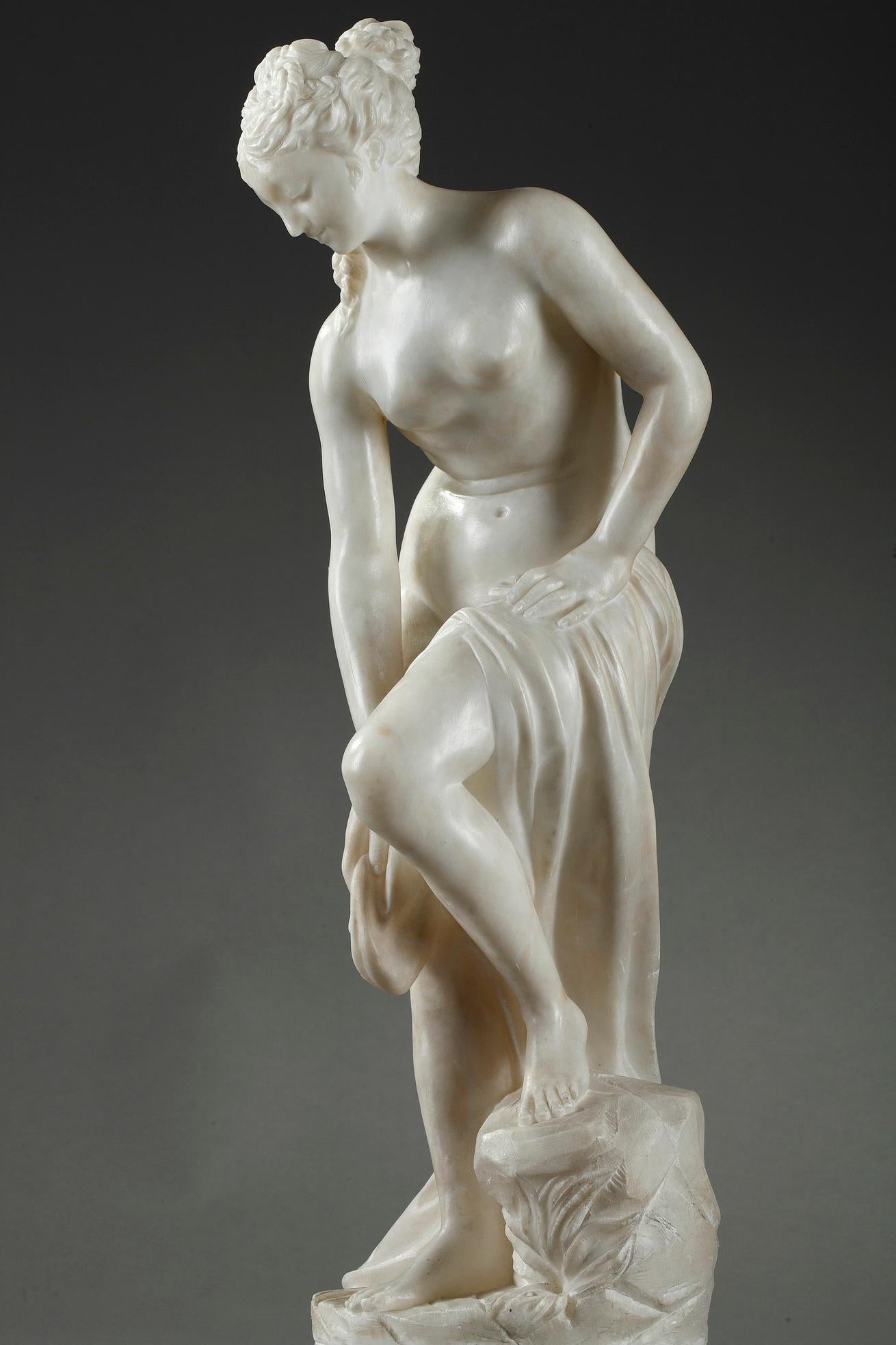 Late 19th Century Alabaster Statue, Bather by Guglielmo Pugi 1