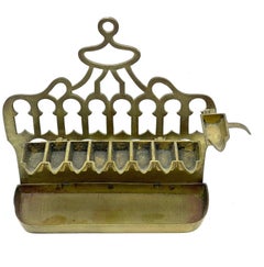 Late 19th Century Algerian Brass Hanukkah Lamp