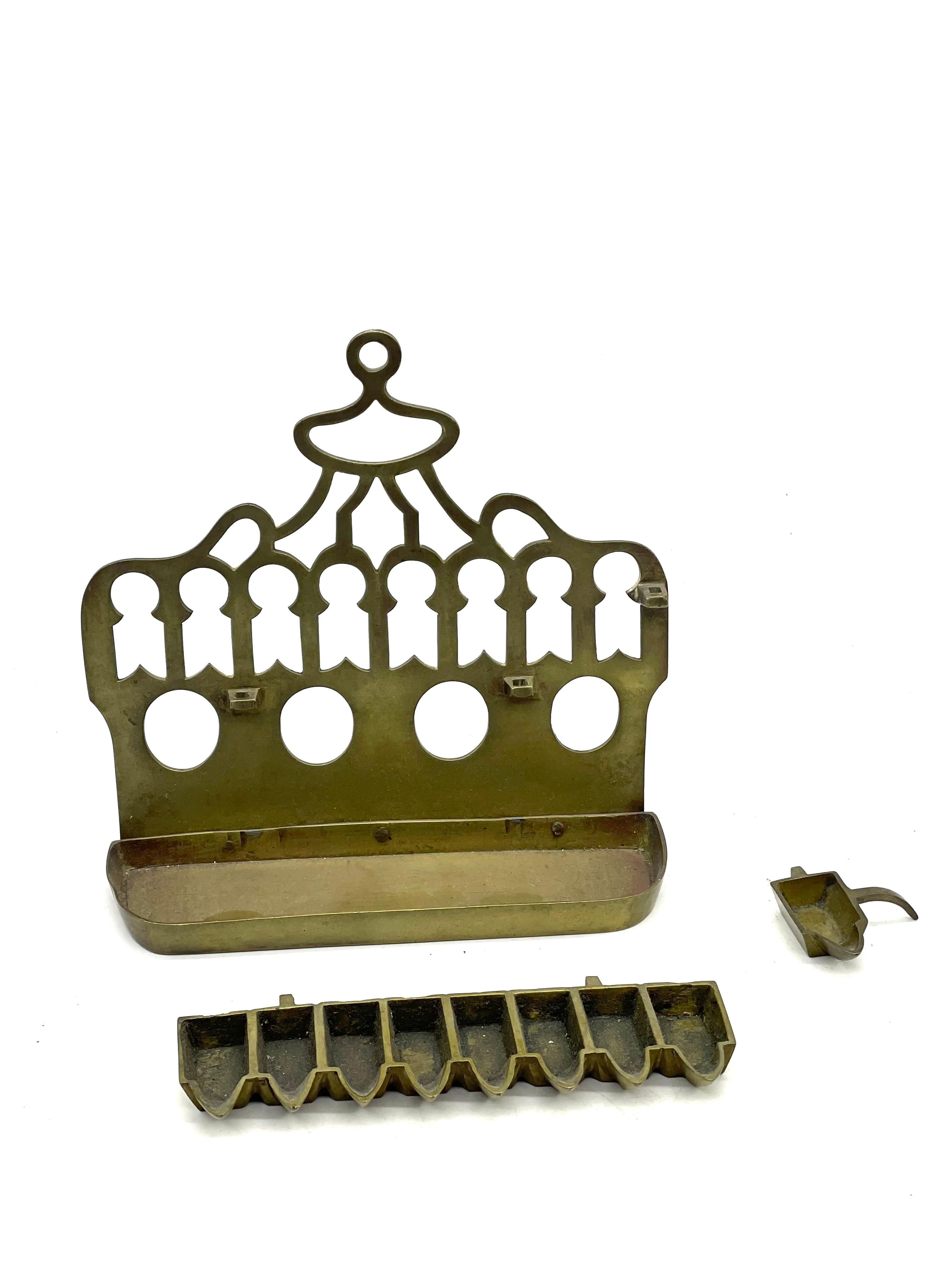 Cast Late 19th Century Algerian Brass Hanukkah Lamp For Sale