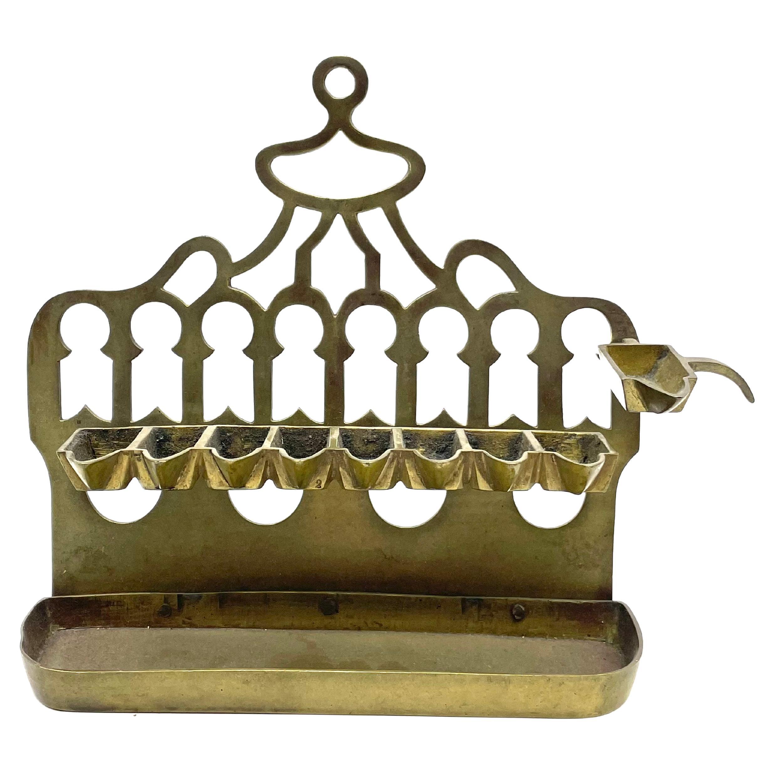 Late 19th Century Algerian Brass Hanukkah Lamp For Sale