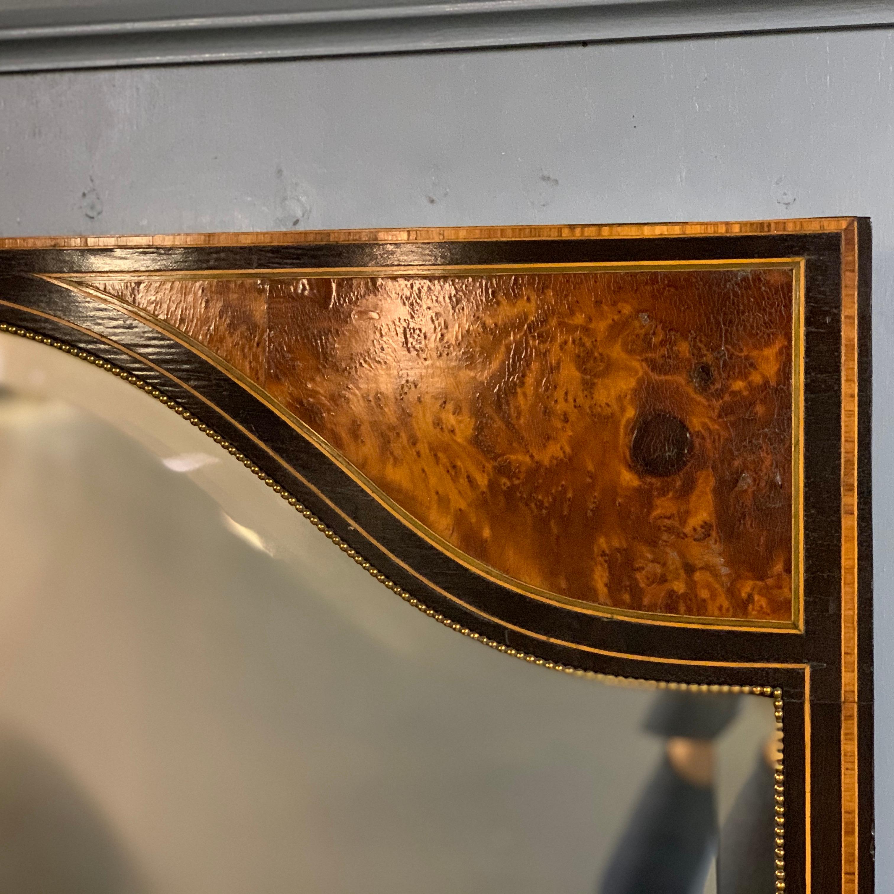 Victorian Late 19th Century Amboyna and Ebonized Mirror with Beveled Glass For Sale