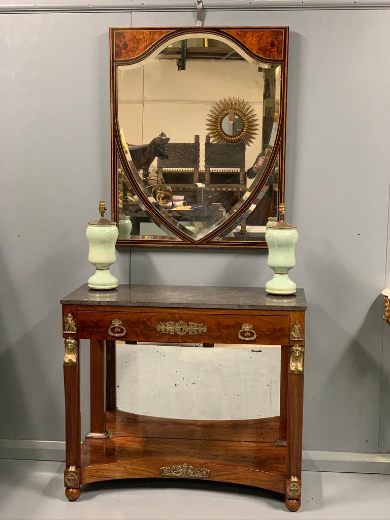 Late 19th Century Amboyna and Ebonized Mirror with Beveled Glass In Good Condition For Sale In Uppingham, Rutland