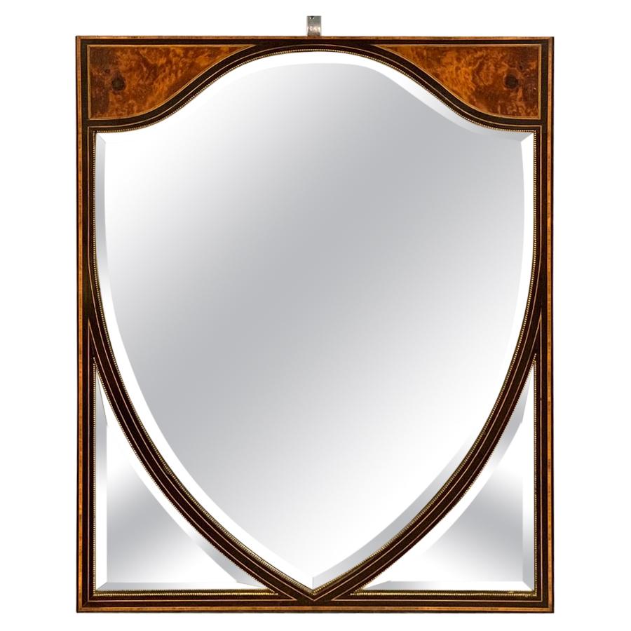 Late 19th Century Amboyna and Ebonized Mirror with Beveled Glass For Sale