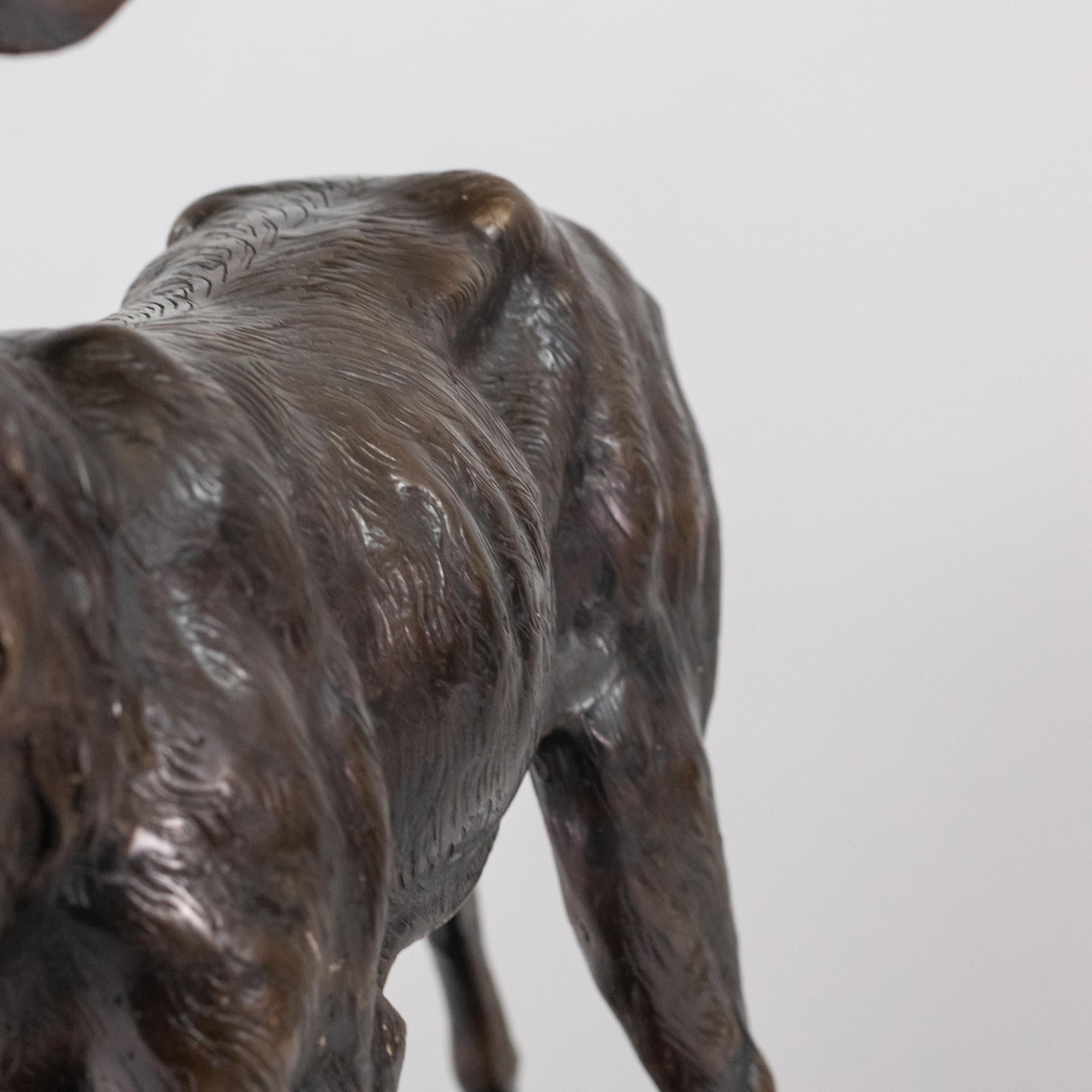 Sculpture américaine en bronze de la fin du 19e siècle Cerf sauvage sur socle en marbre en vente 3