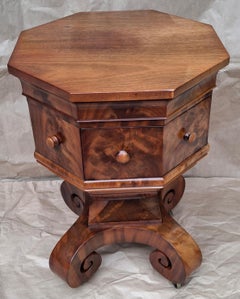 Late 19th Century American Empire Crotch Mahogany Octogonal Side Table
