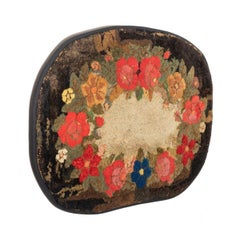 Late 19th Century American Floral Hooked Rug Wall Hanging