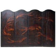 Late 19th Century American Folk Art Painted Four-Fold Screen, circa 1900