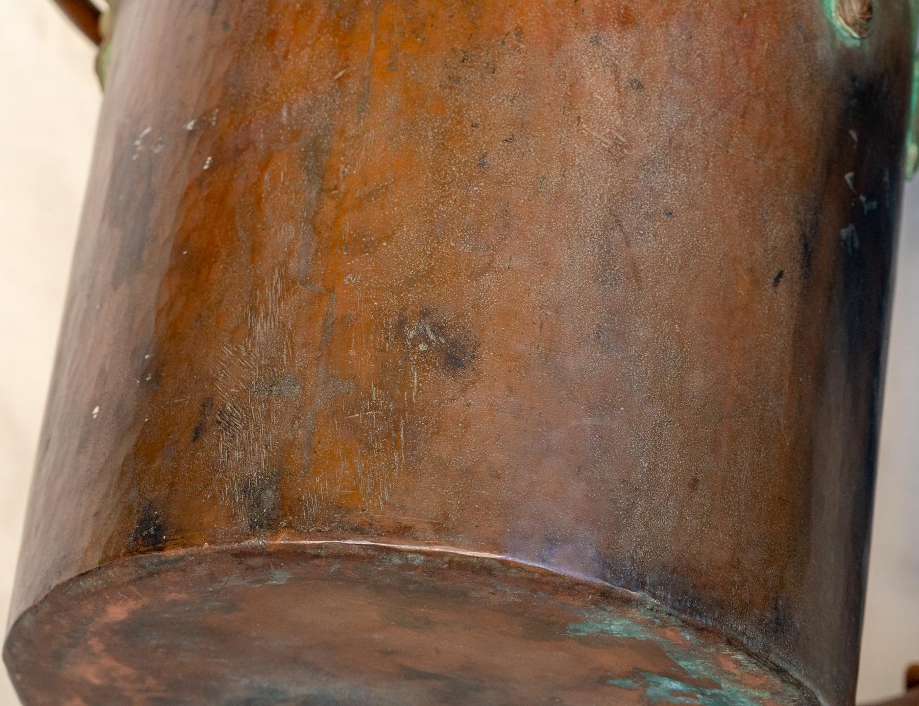 Late 19th Century American Heavy Forged & Riveted Bronze / Red Brass Pot In Fair Condition In San Francisco, CA