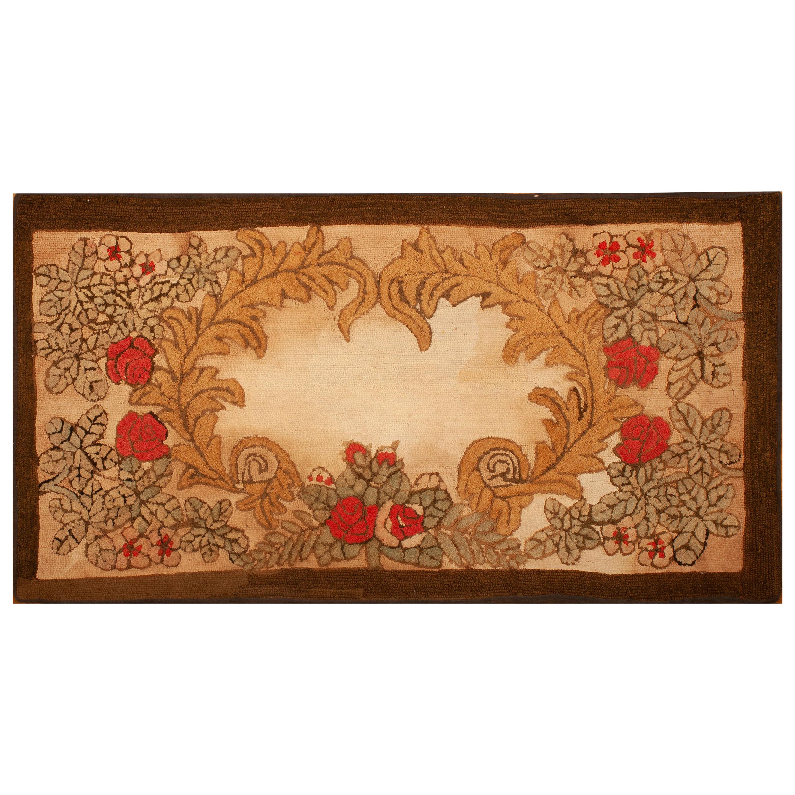 Tappeto americano uncinato della fine del XIX secolo ( 2'8" x 4'11" - 82 x 150 )