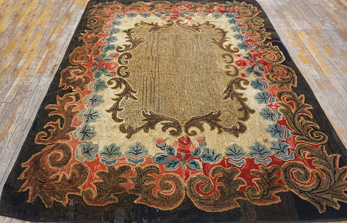 Hand-Woven Late 19th Century American Hooked Rug  5' 9