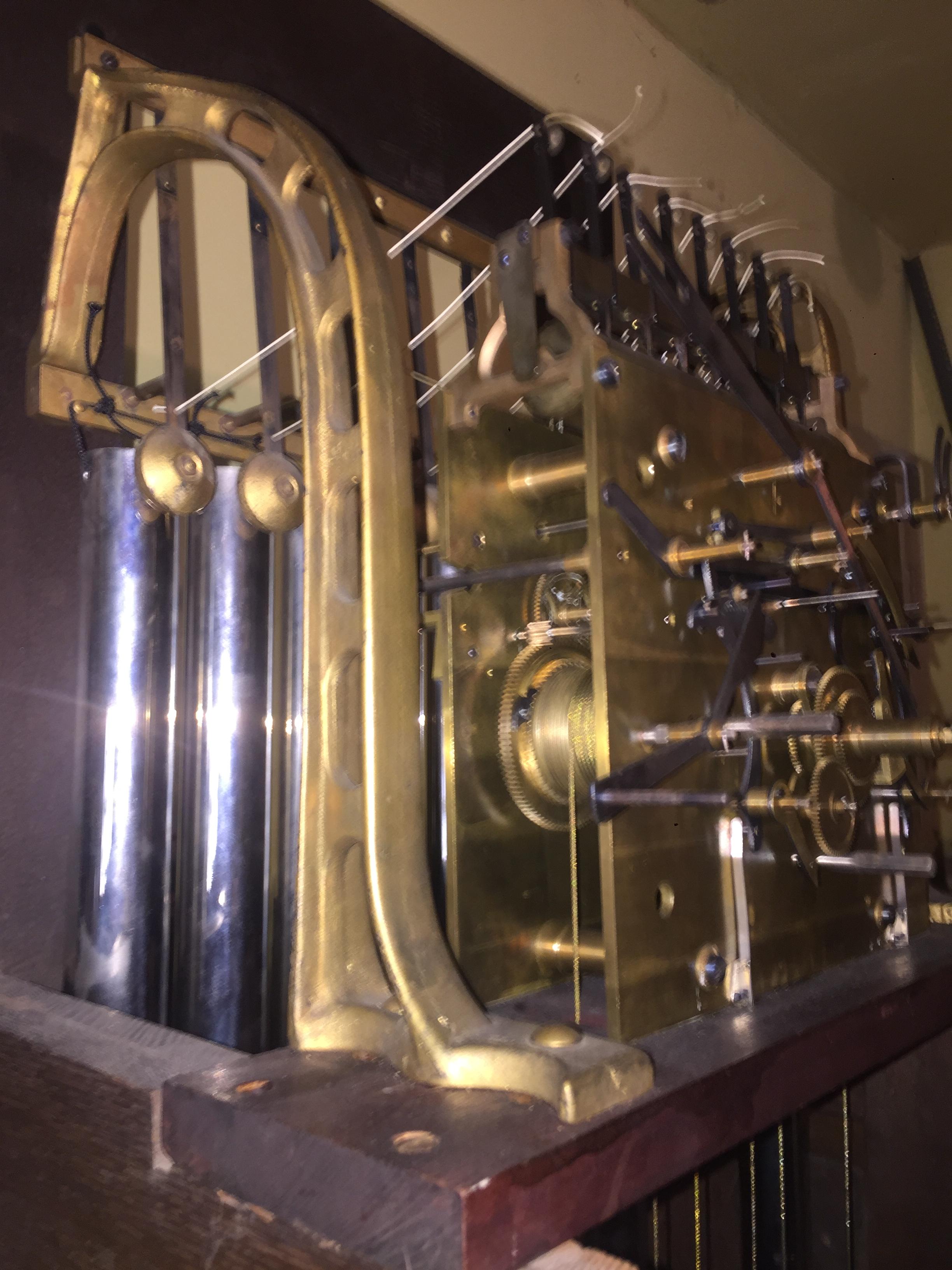 Late 19th Century American Nine Tube Extraordinary Oak Case Grandfather Clock 7
