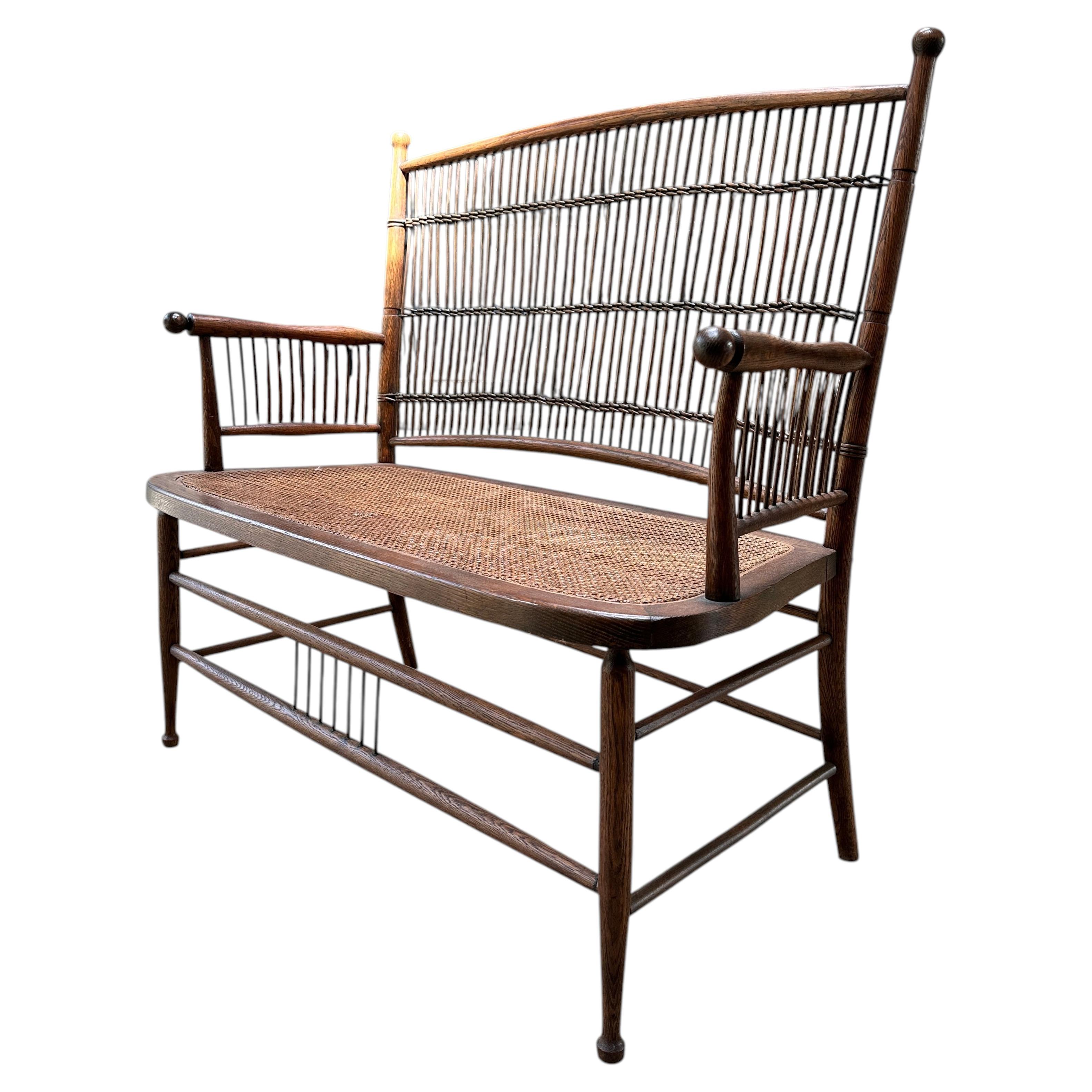 Late 19th century American oak bench/settee
