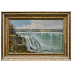 Antique Late 19th Century American Oil Painting of Niagara Falls