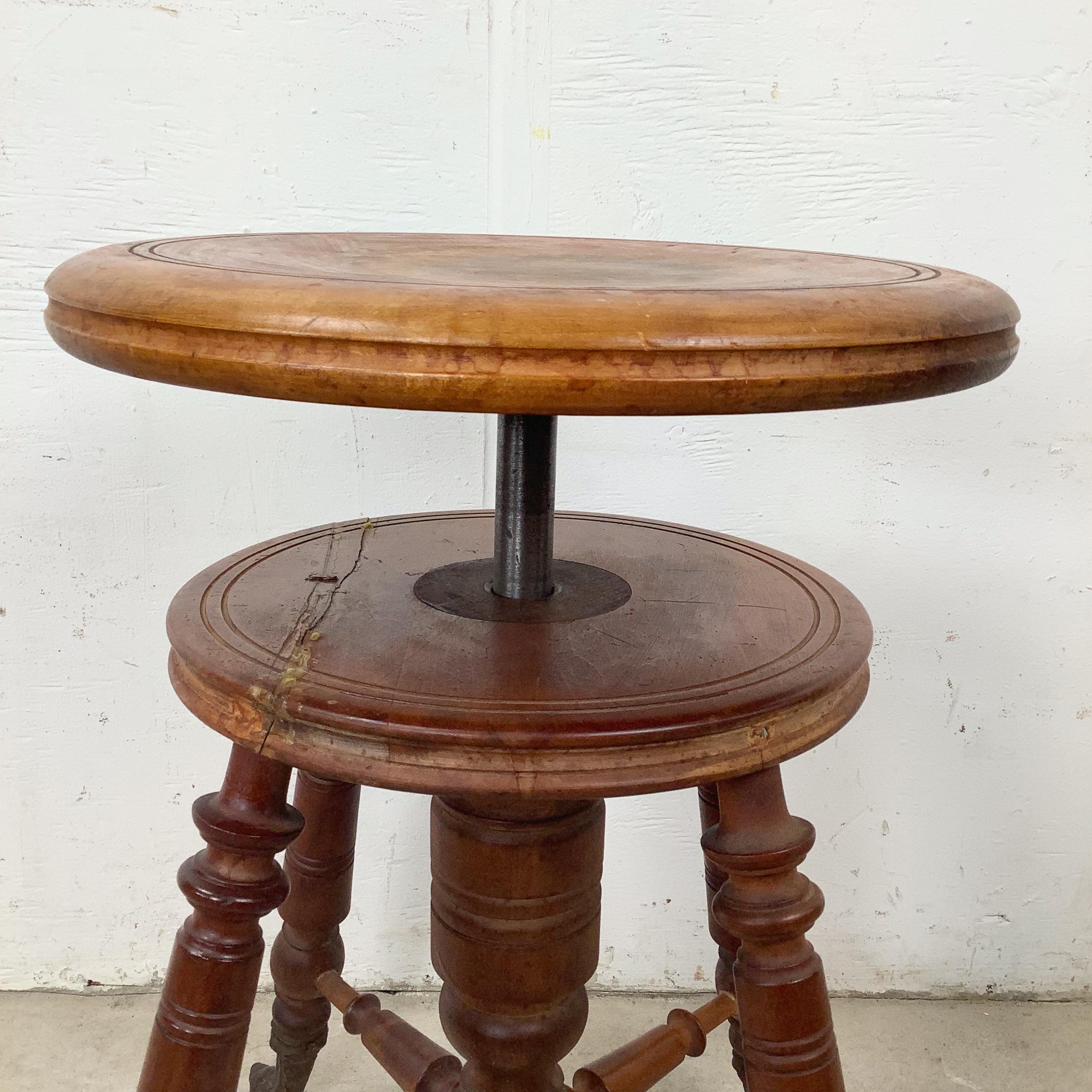 Late 19th Century American Piano Stool with Cast Iron Claw Feet For ...