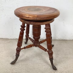 Late 19th Century American Piano Stool with Cast Iron Claw Feet