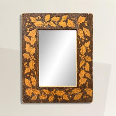 Late 19th Century American Pyrography Holly Framed Mirror