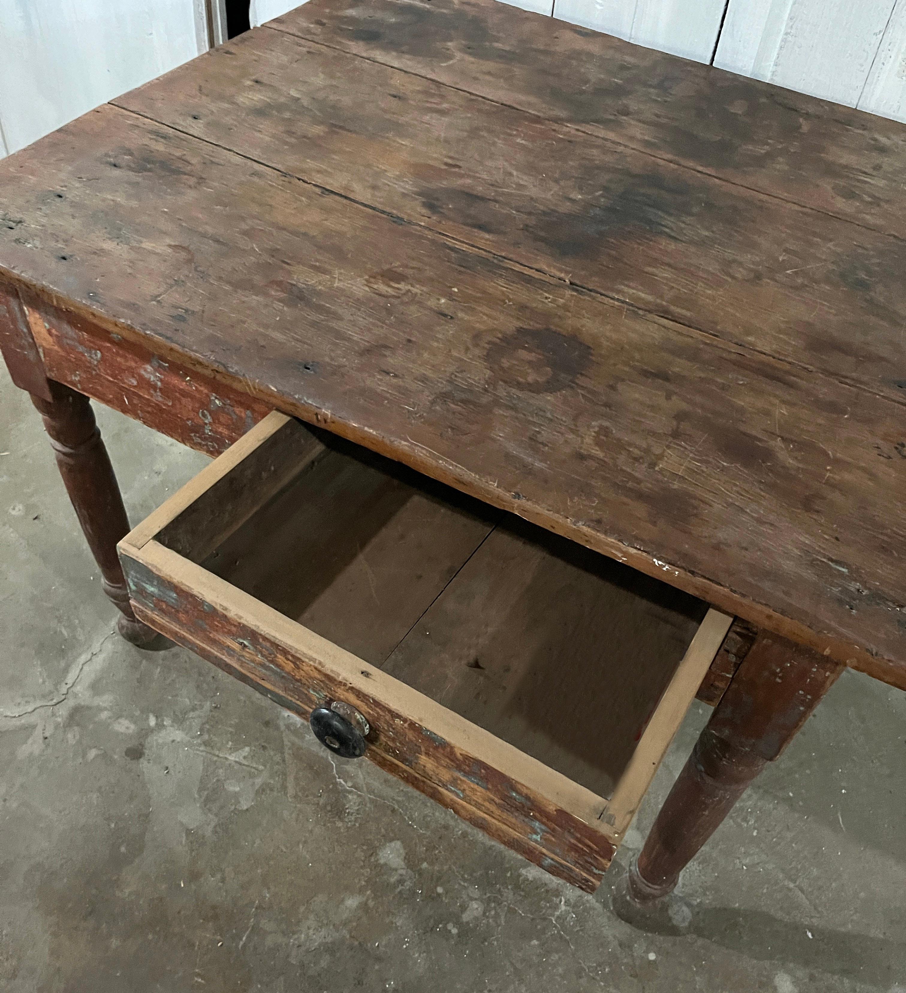 Late 19th Century American Vernacular Square Painted Pine Farmhouse Table 2