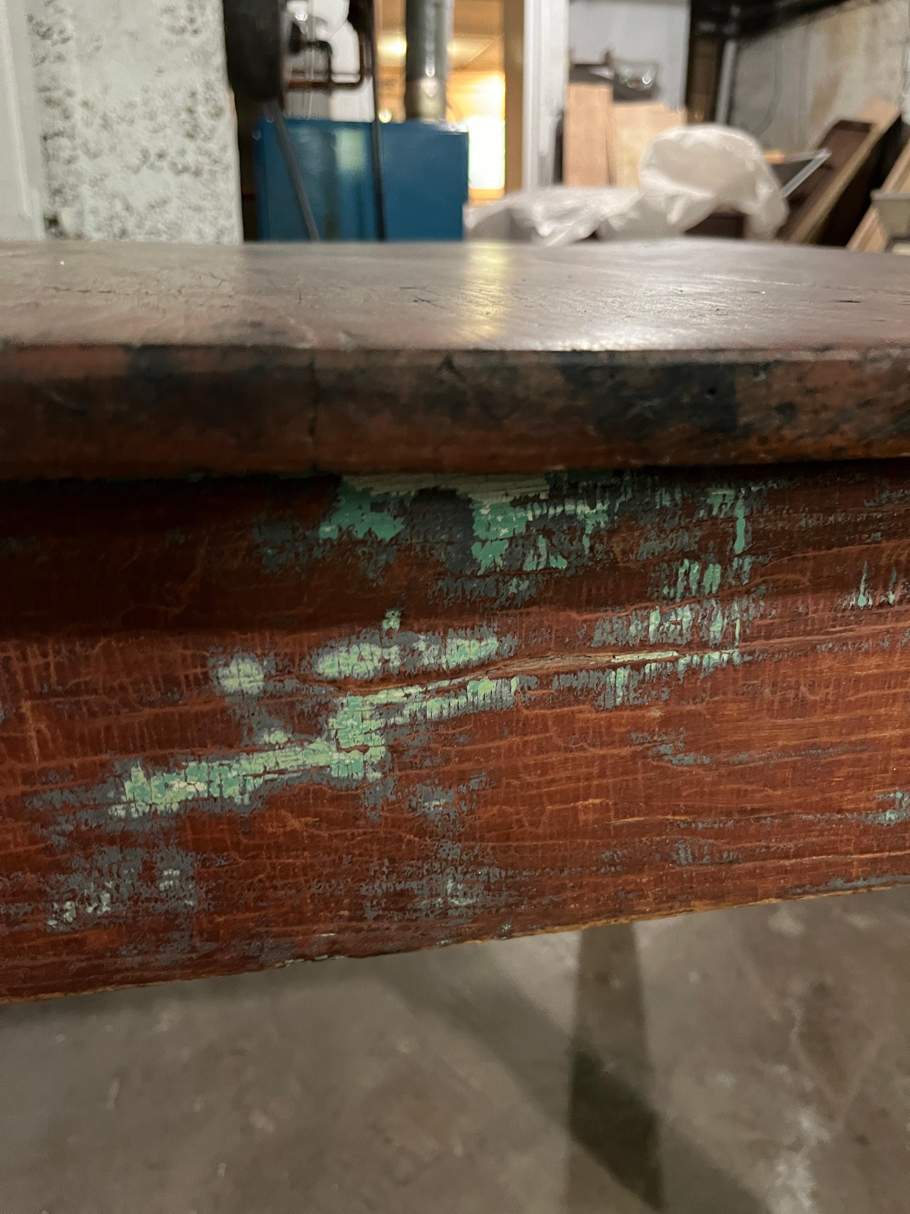 Late 19th Century American Vernacular Square Painted Pine Farmhouse Table 4