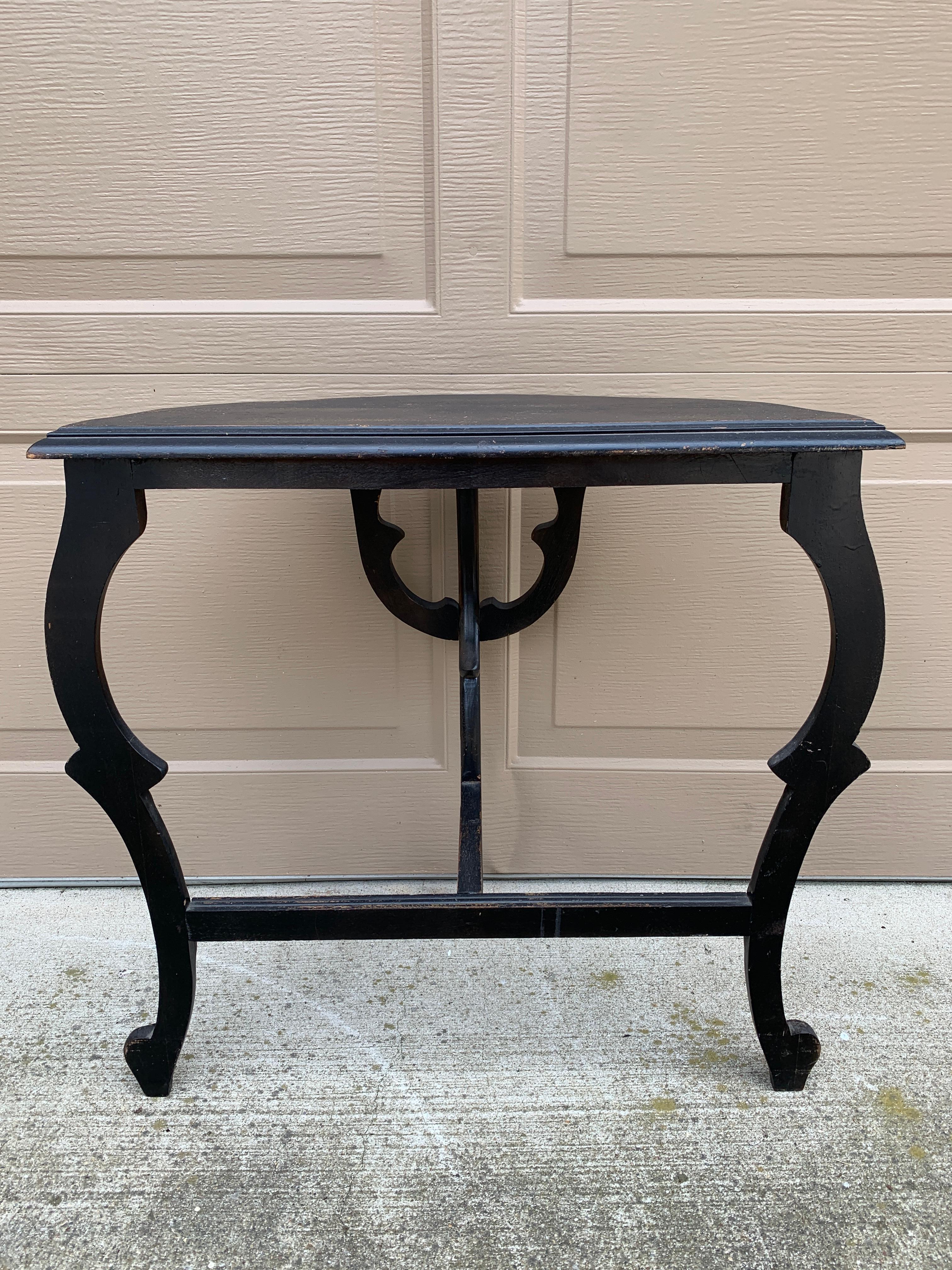 Late 19th Century American Victorian Black Painted Carved Walnut Side Table For Sale 7
