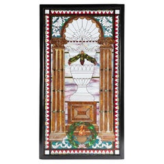 Ventana Victoriana Americana de Cristal Plomizo de Finales del Siglo XIX "Calidad Tiffany