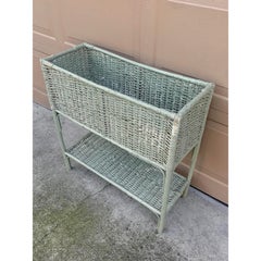 Late 19th Century American Victorian Painted Wicker Plant Stand with Shelf