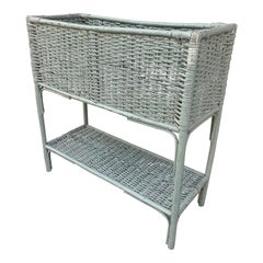 Late 19th Century American Victorian Painted Wicker Plant Stand with Shelf