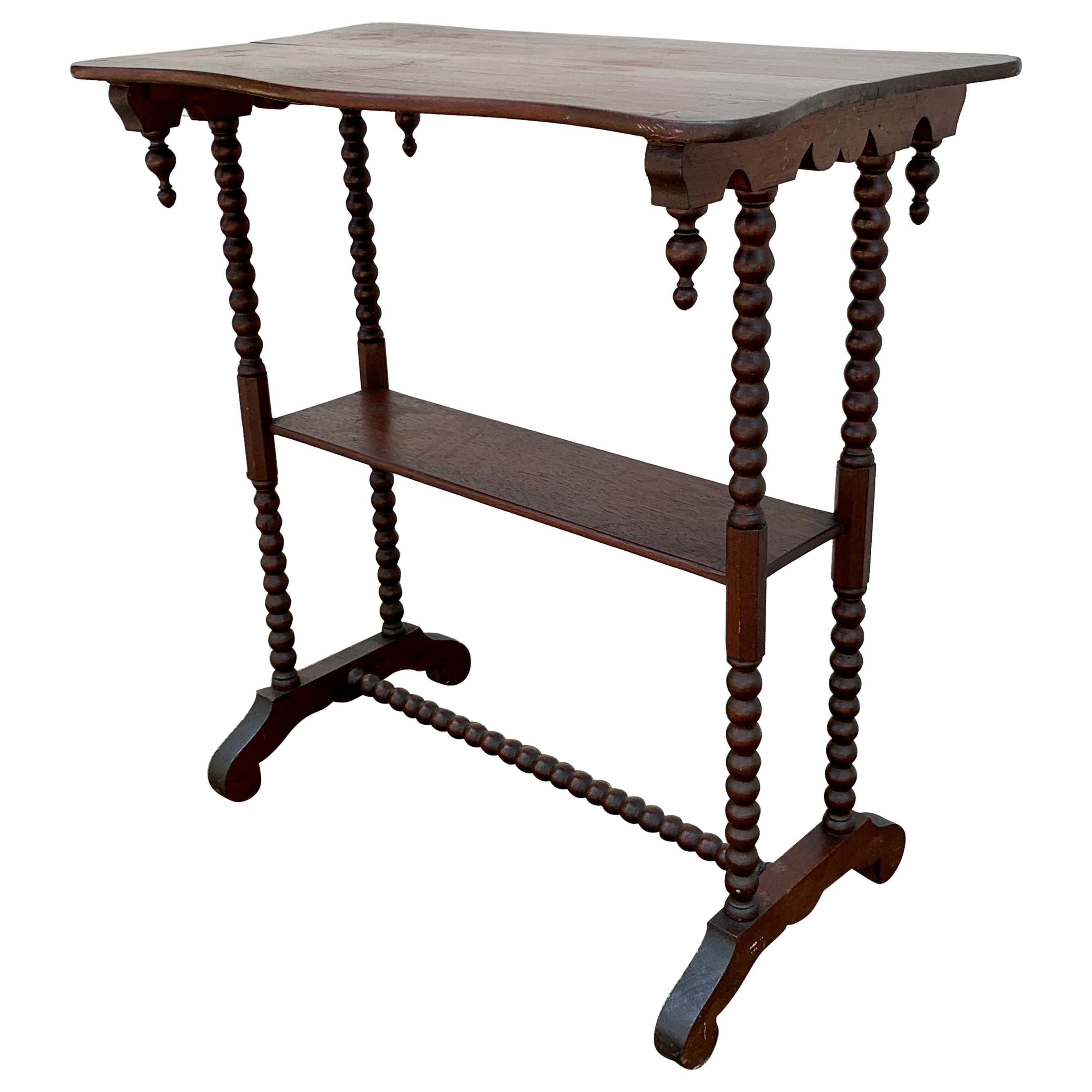 Mesa auxiliar victoriana americana de nogal de finales del siglo XIX