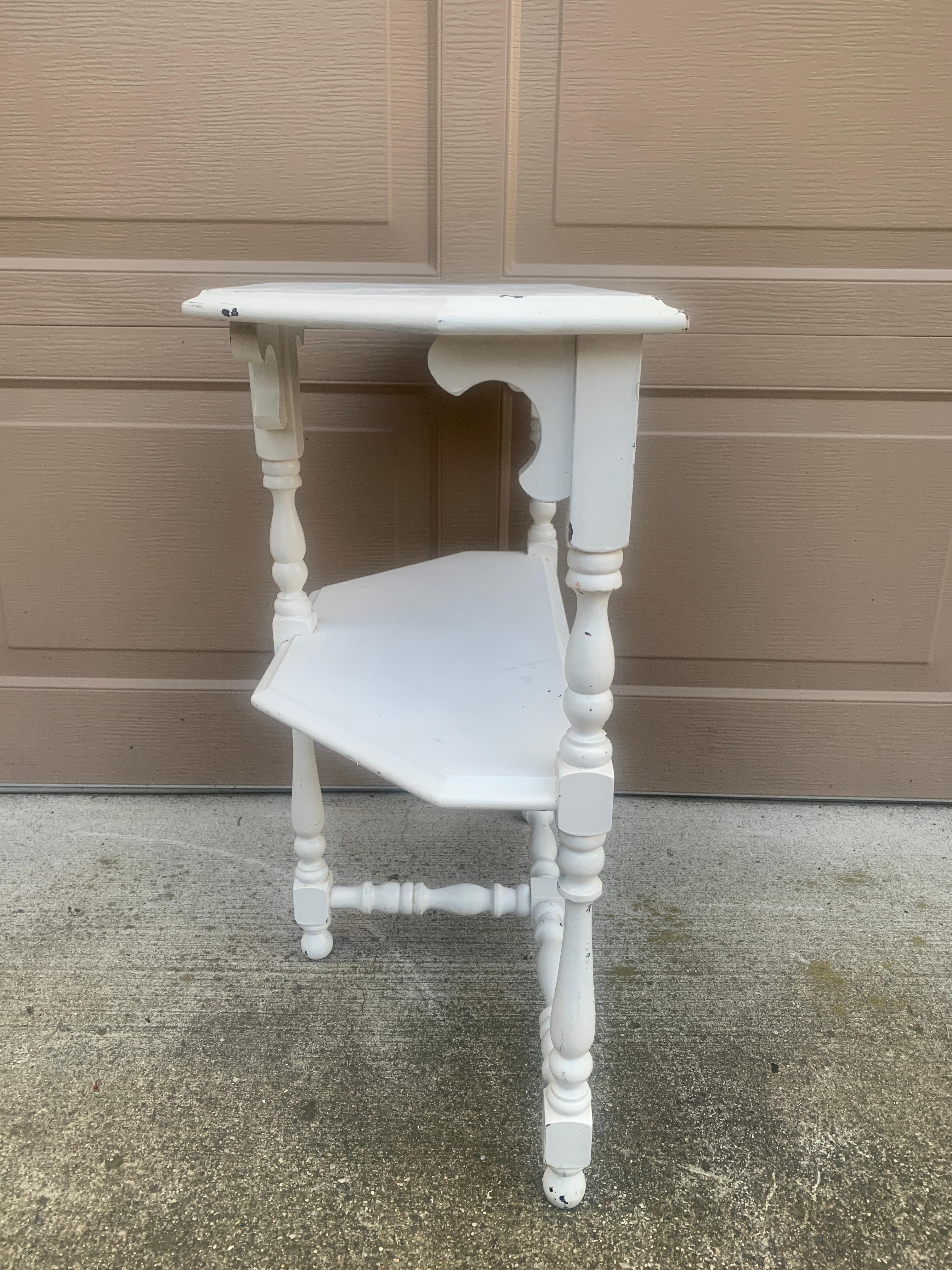 Late 19th Century American Victorian White Painted Walnut Side Table For Sale 7