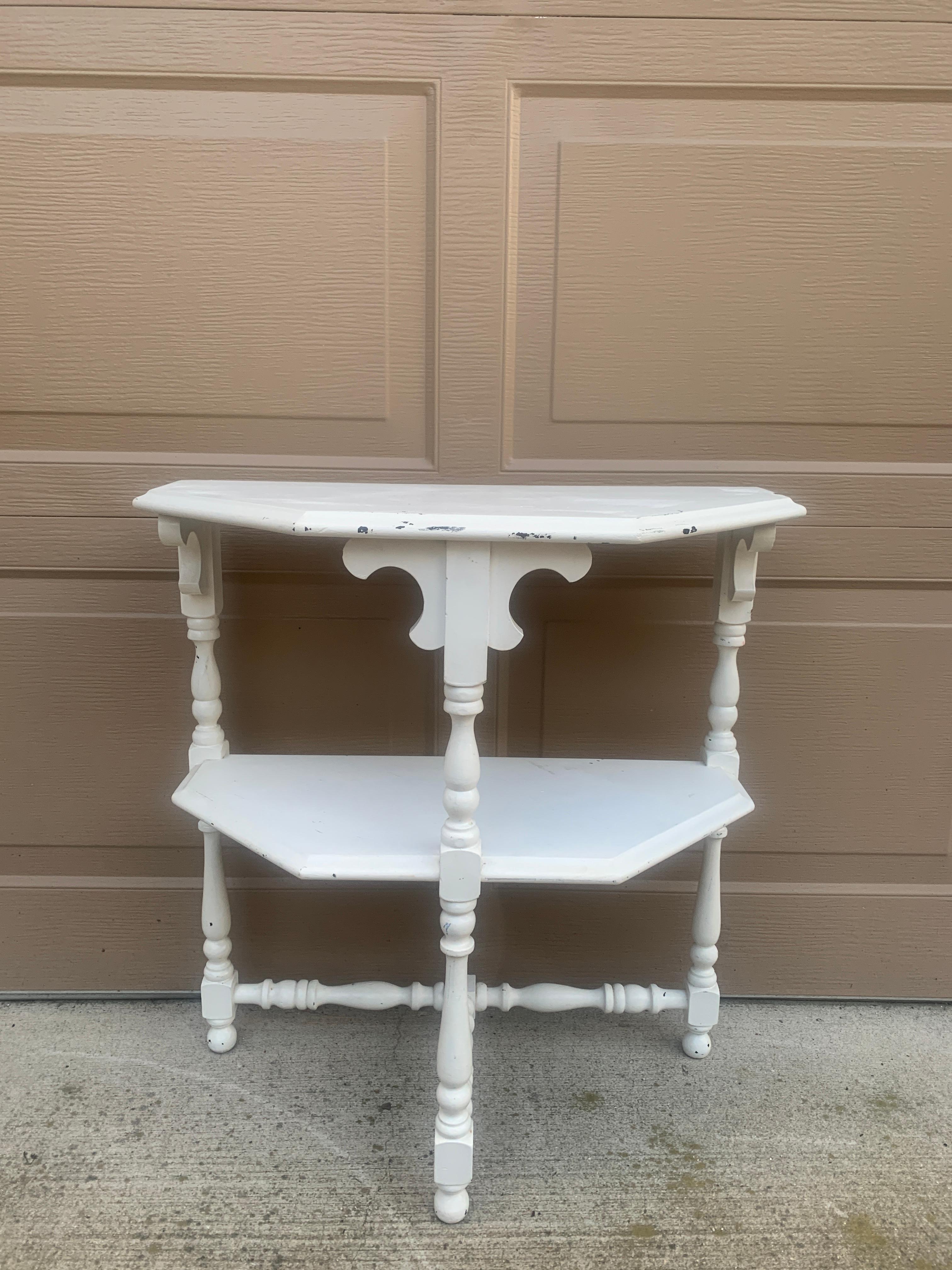Late 19th Century American Victorian White Painted Walnut Side Table In Good Condition For Sale In Elkhart, IN