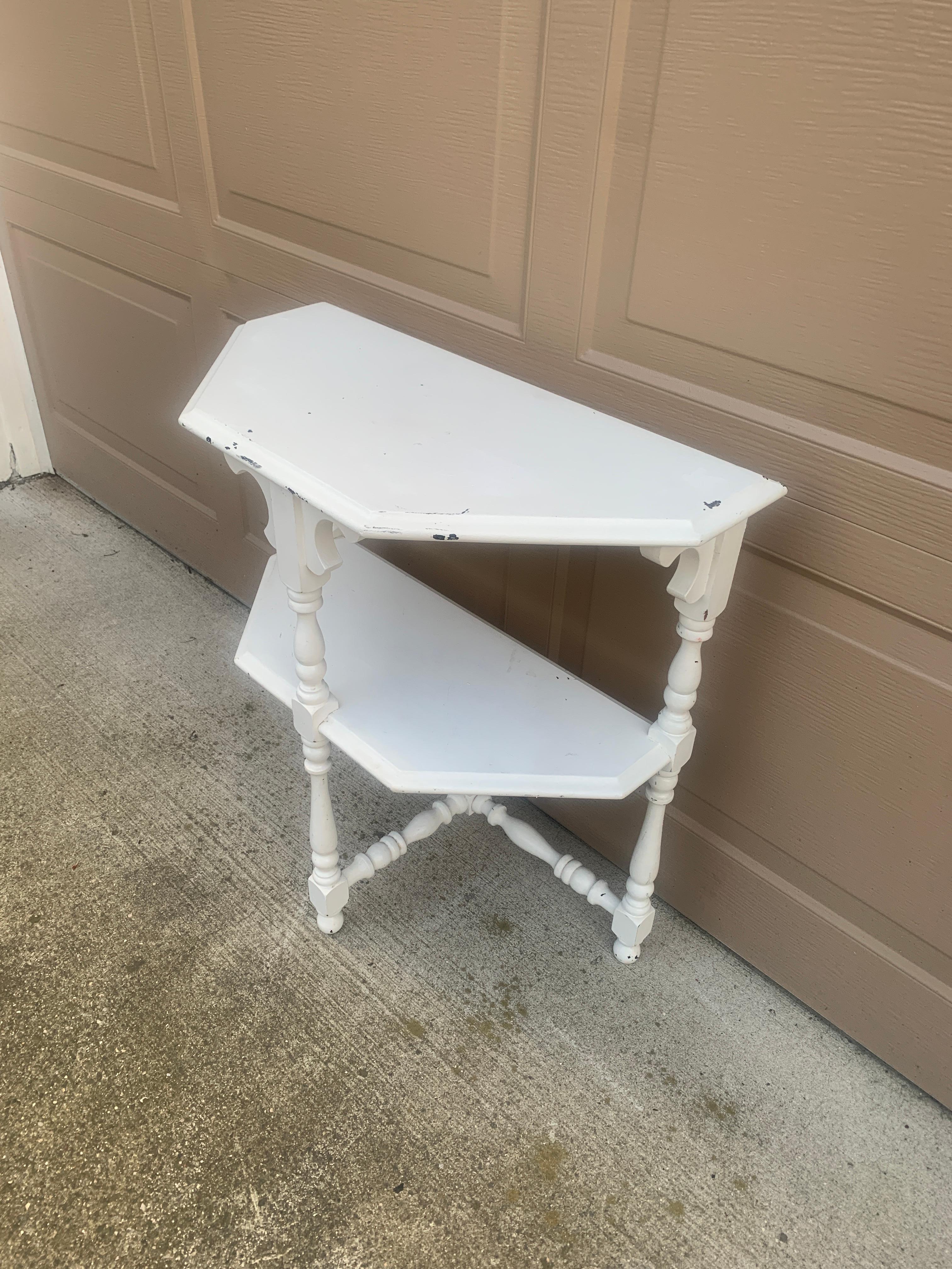 Late 19th Century American Victorian White Painted Walnut Side Table For Sale 1
