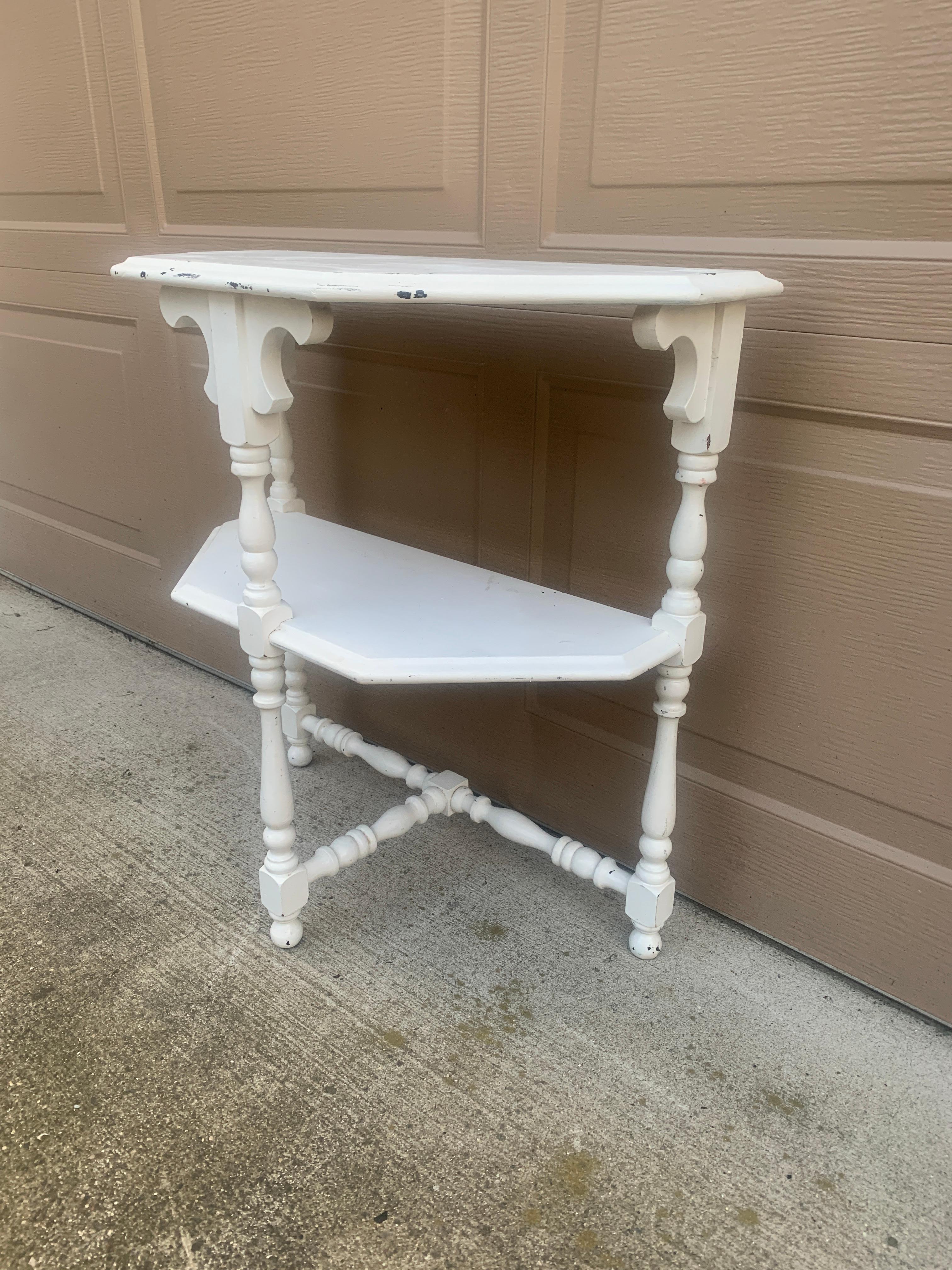 Late 19th Century American Victorian White Painted Walnut Side Table For Sale 2