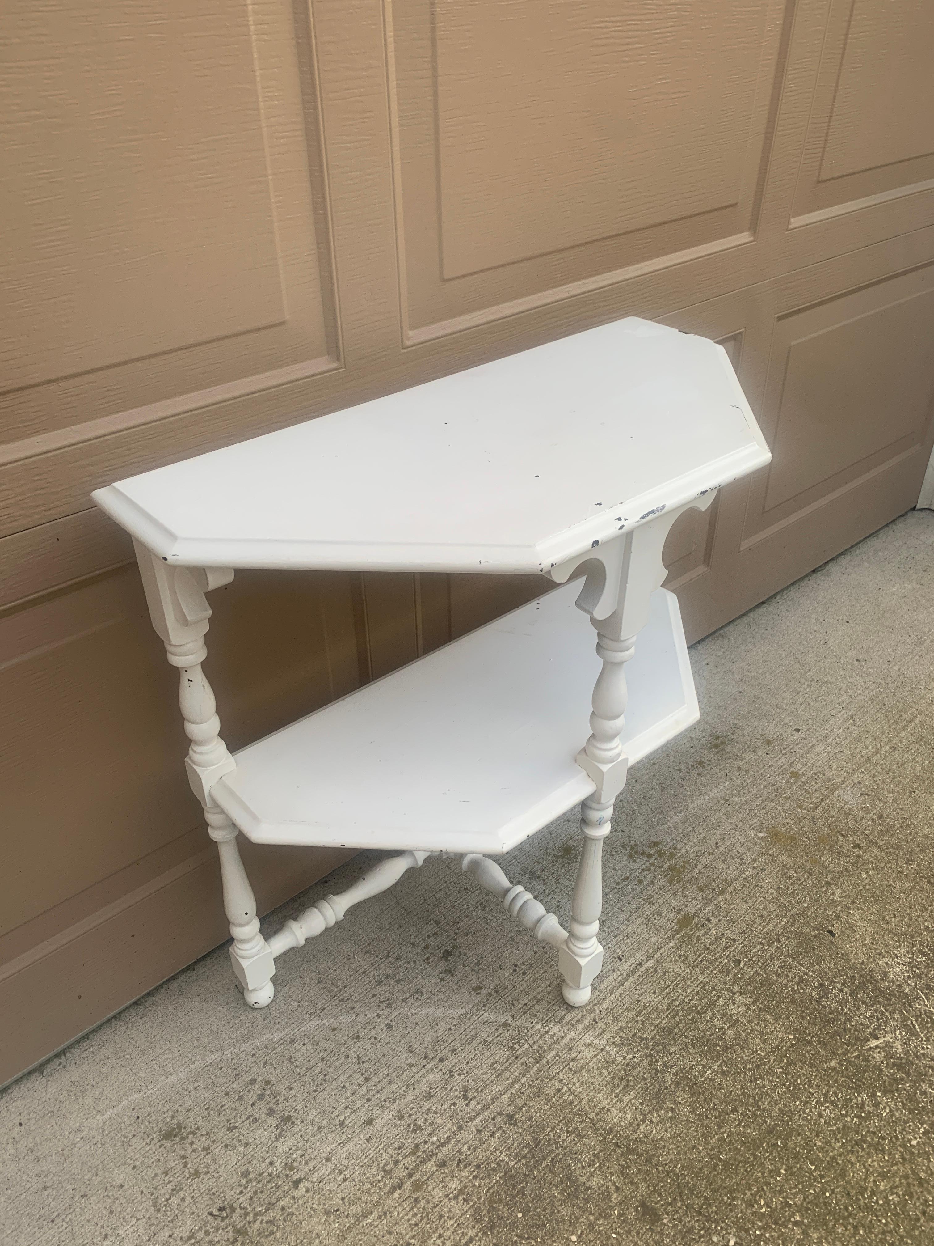 Late 19th Century American Victorian White Painted Walnut Side Table For Sale 3