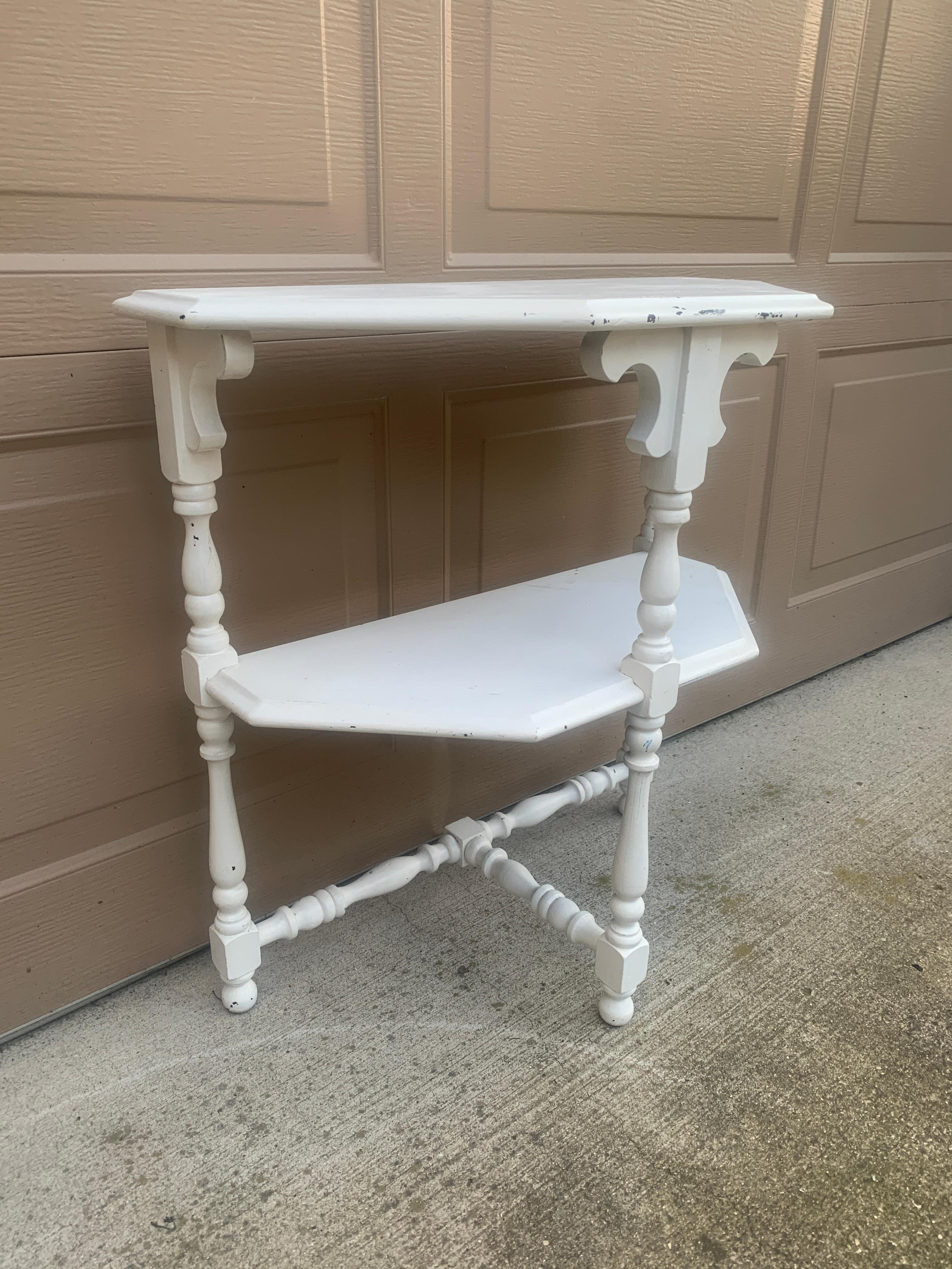 Late 19th Century American Victorian White Painted Walnut Side Table For Sale 4
