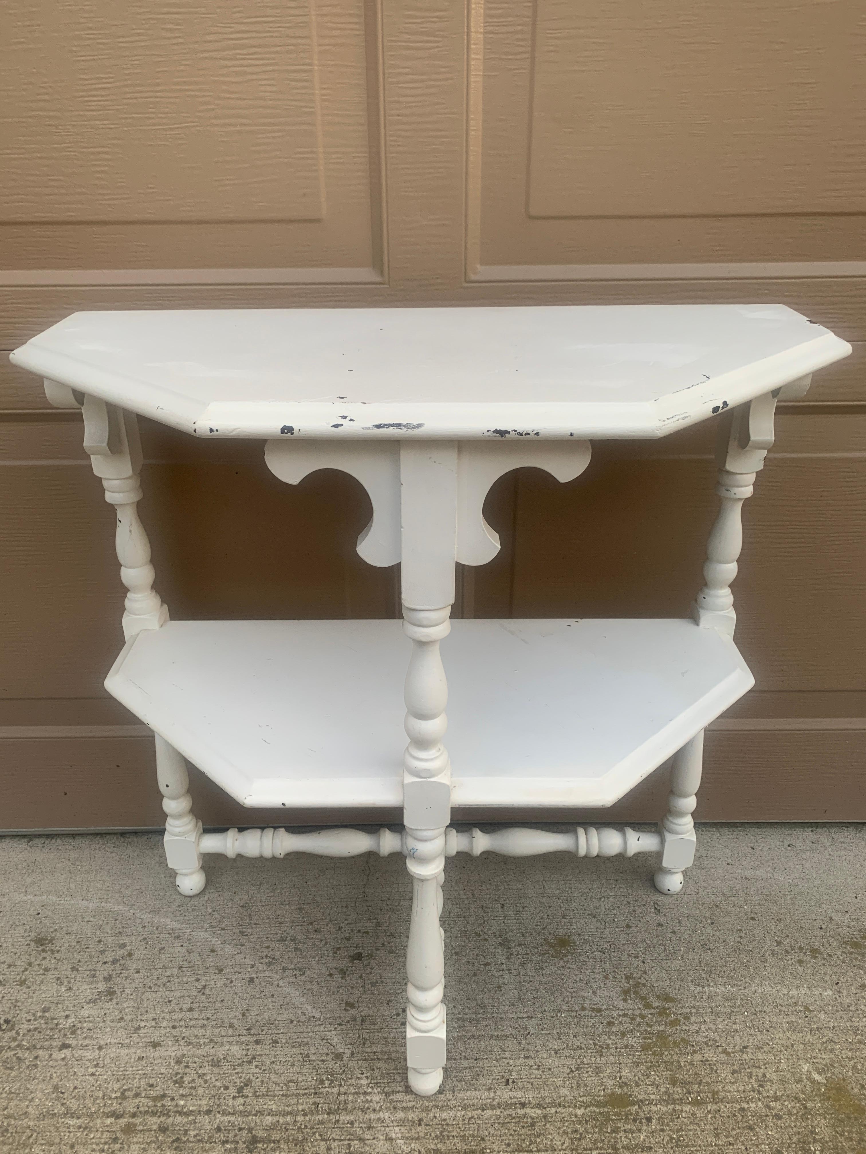 Late 19th Century American Victorian White Painted Walnut Side Table For Sale 6