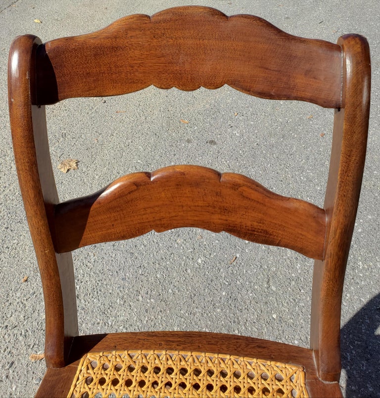 Late 19th Century Americana Cane Seat and Ladder Back Chairs, a Pair at
