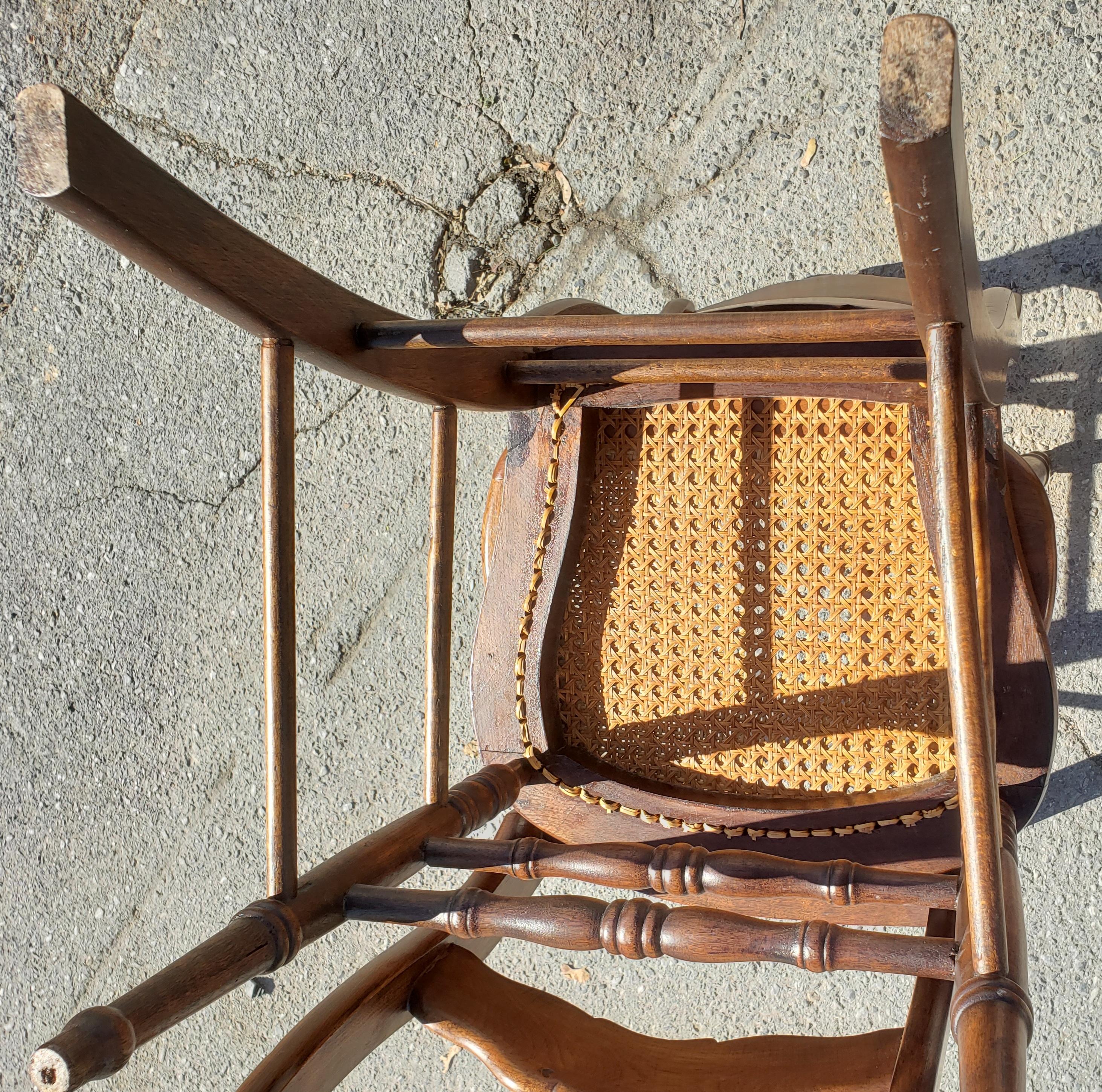 Late 19th Century Americana Cane Seat and Ladder Back Chairs, a Pair In Good Condition In Germantown, MD