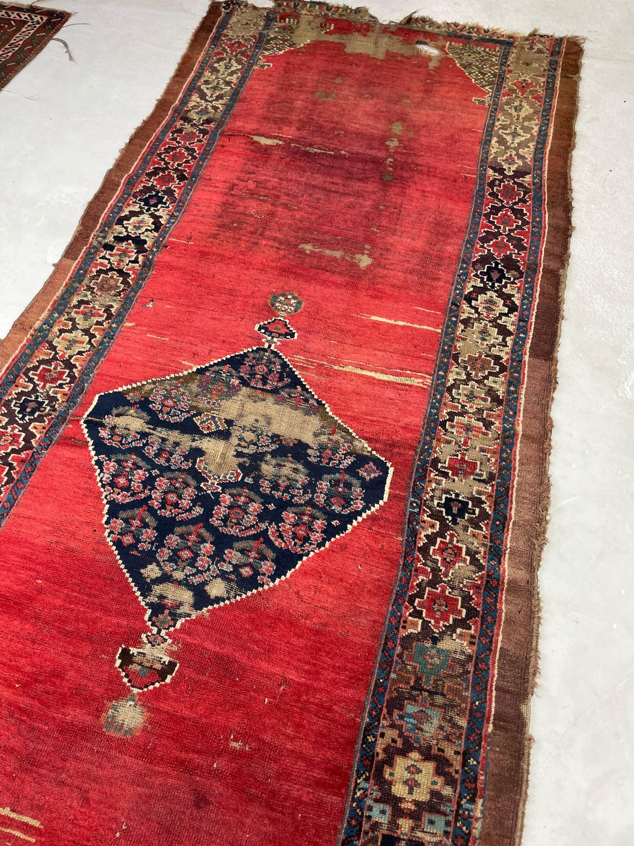 Hand-Knotted Late 19th Century Ancient Kurdish Runner Rug For Sale