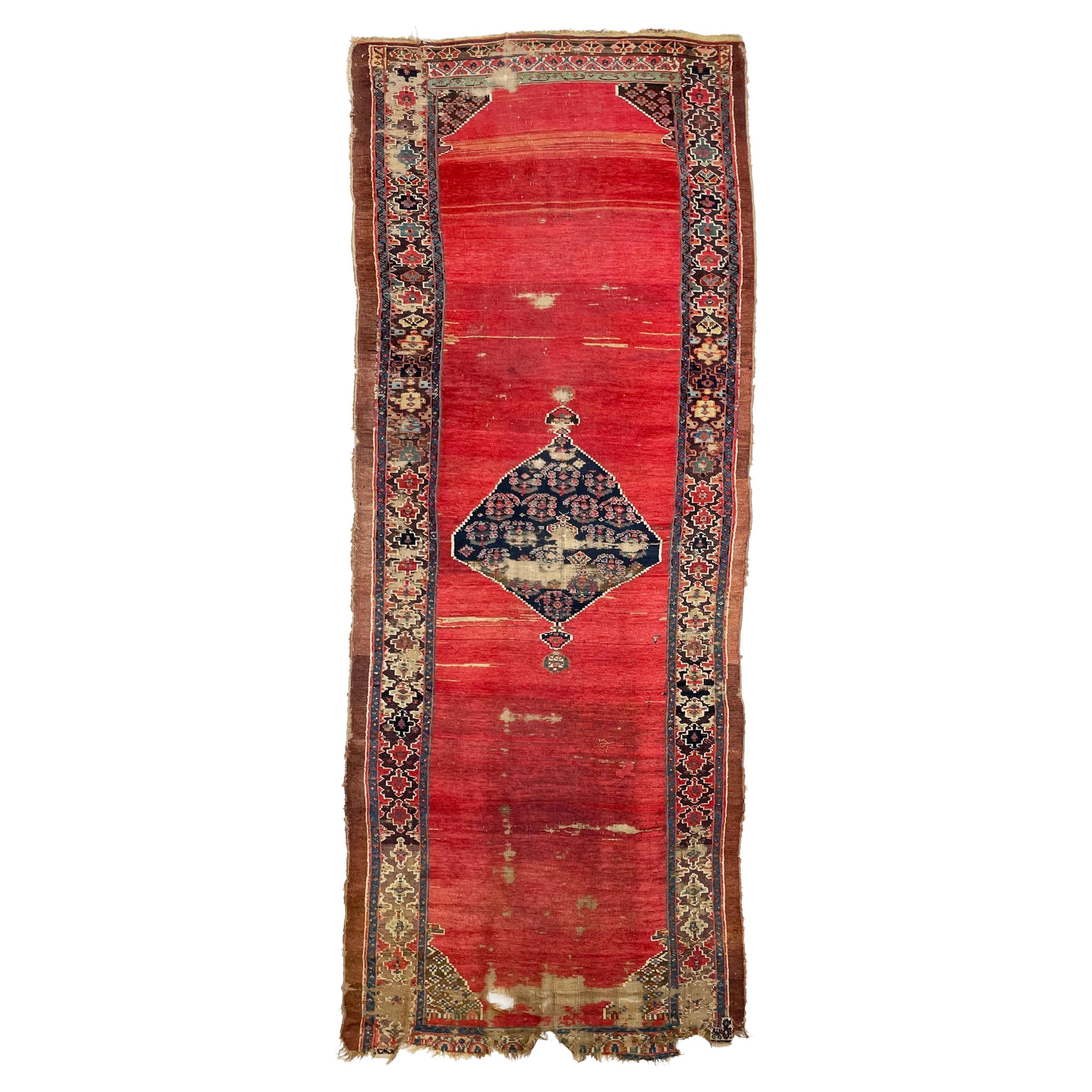Late 19th Century Ancient Kurdish Runner Rug For Sale