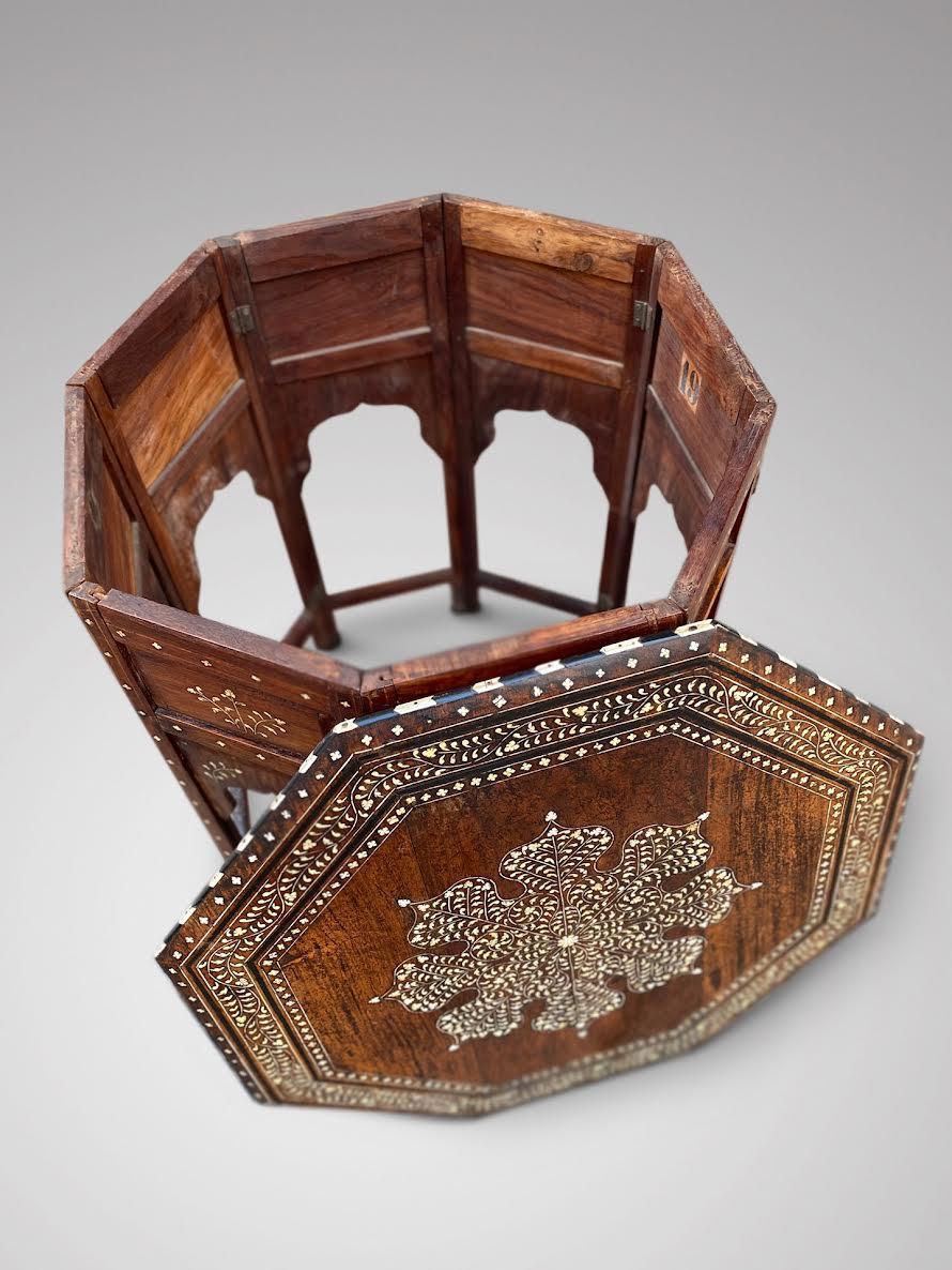 Hand-Crafted Late 19th Century Anglo Indian Bone & Ebony Inlaid Hoshiarpur Table