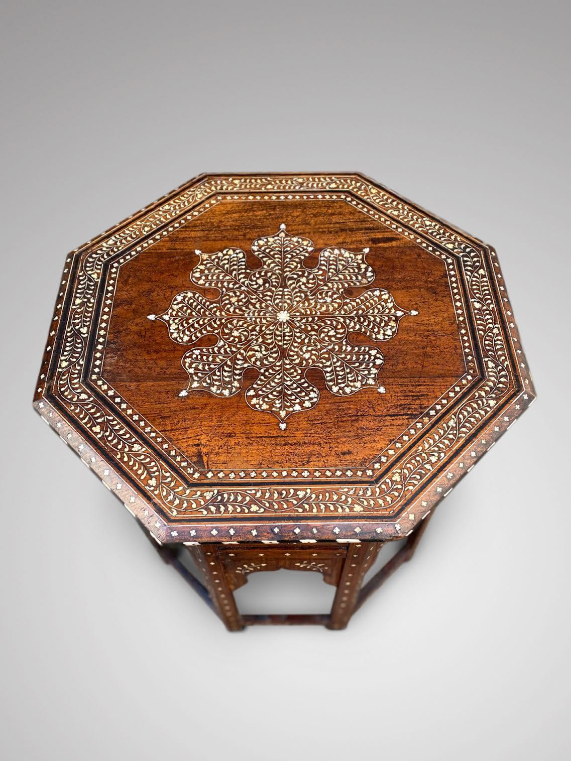Late 19th Century Anglo Indian Bone & Ebony Inlaid Hoshiarpur Table 1