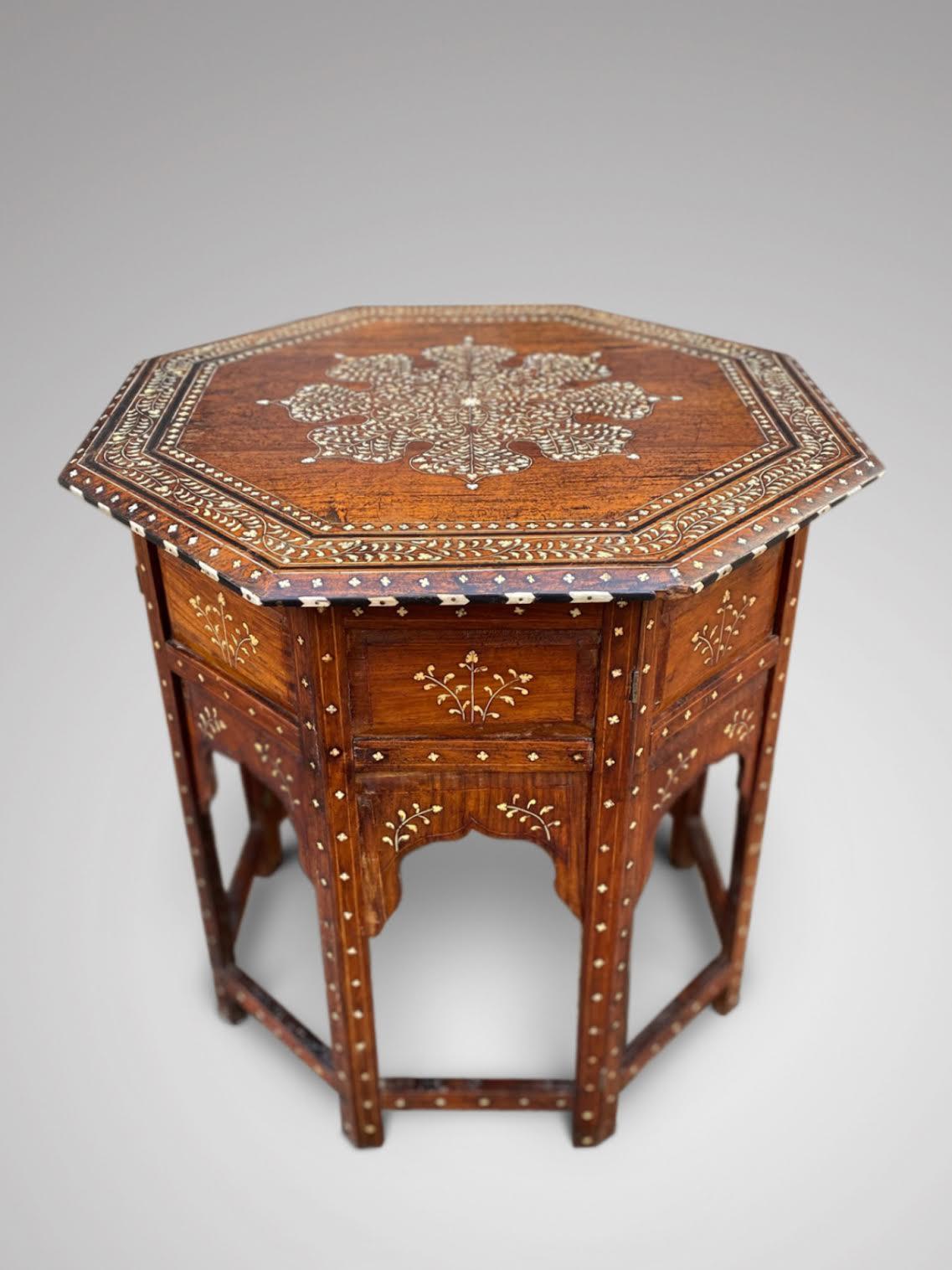 Late 19th Century Anglo Indian Bone & Ebony Inlaid Hoshiarpur Table 2