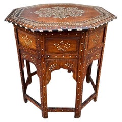 Antique Late 19th Century Anglo Indian Bone & Ebony Inlaid Hoshiarpur Table